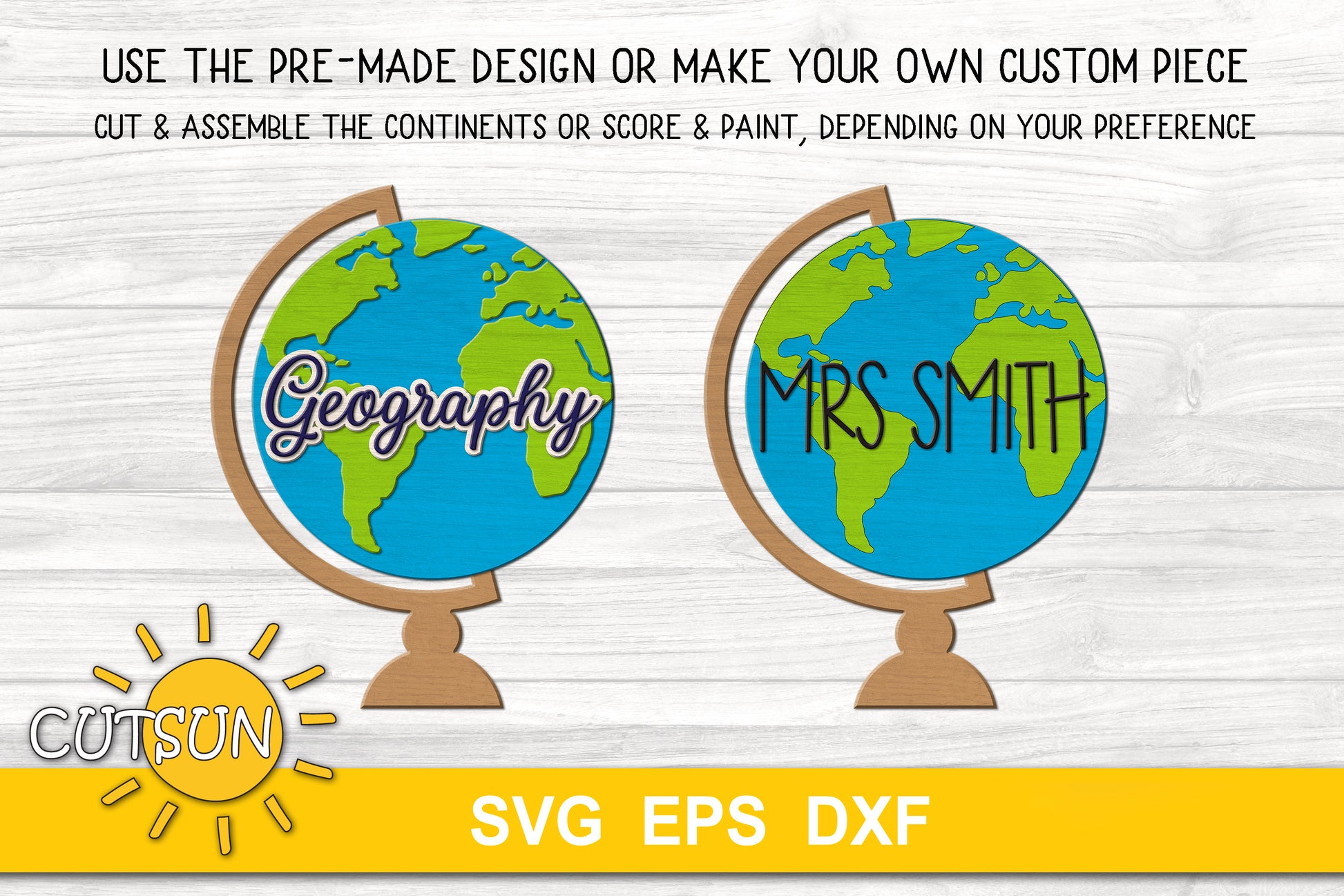 Earth globe door hanger svg