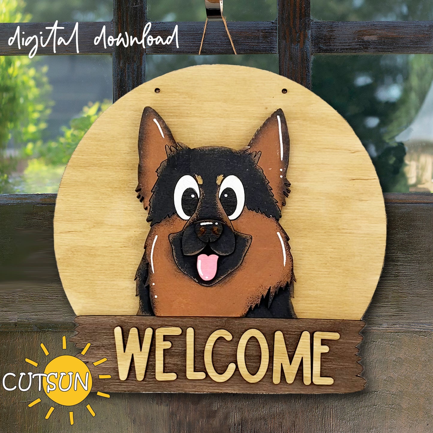 German Shepherd round Interchangeable door hanger SVG BASE FILE