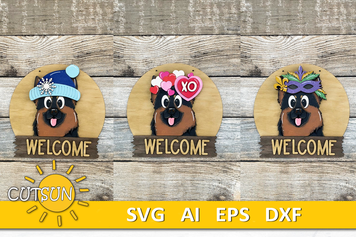 German Shepherd round Interchangeable door hanger SVG BASE FILE
