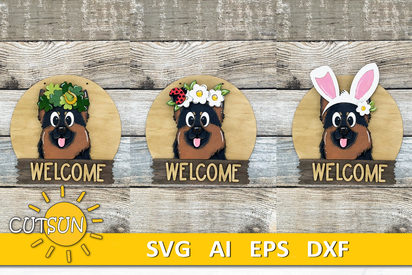 German Shepherd round Interchangeable door hanger SVG BASE FILE
