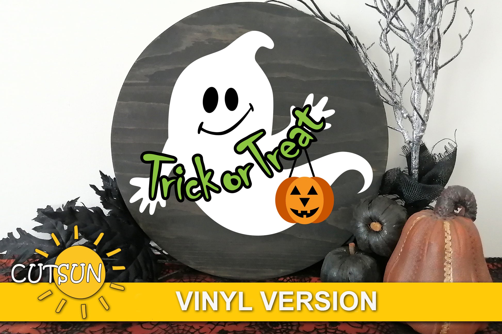 Ghost Trick or Treat door hanger SVG