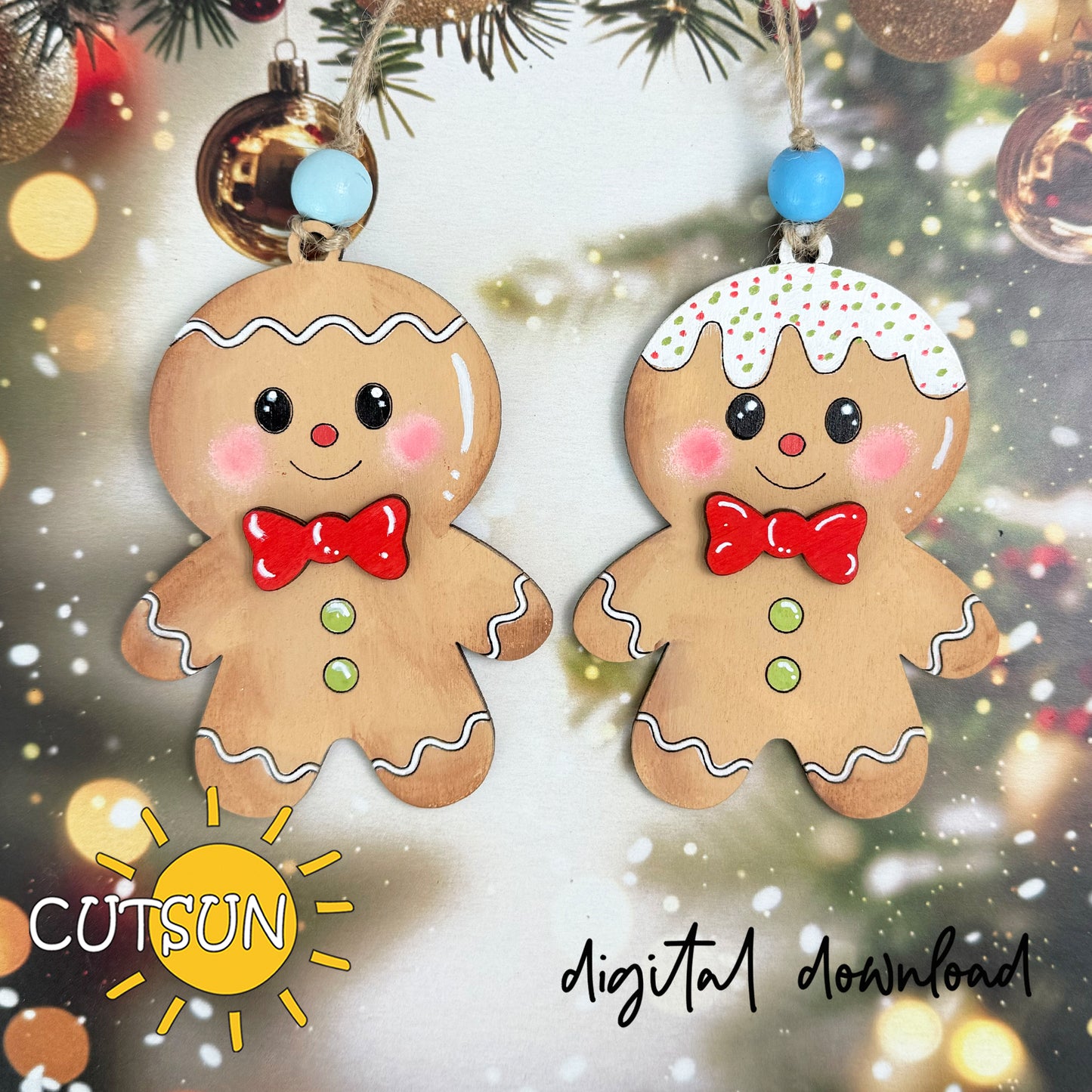 Gingerbread Man Ornament SVG Set – Christmas Laser Cut File for Holiday Decor