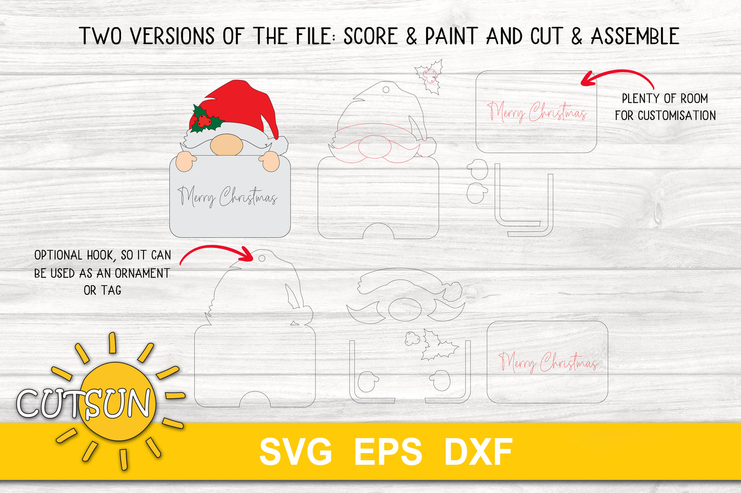 Santa Gnome card holder SVG