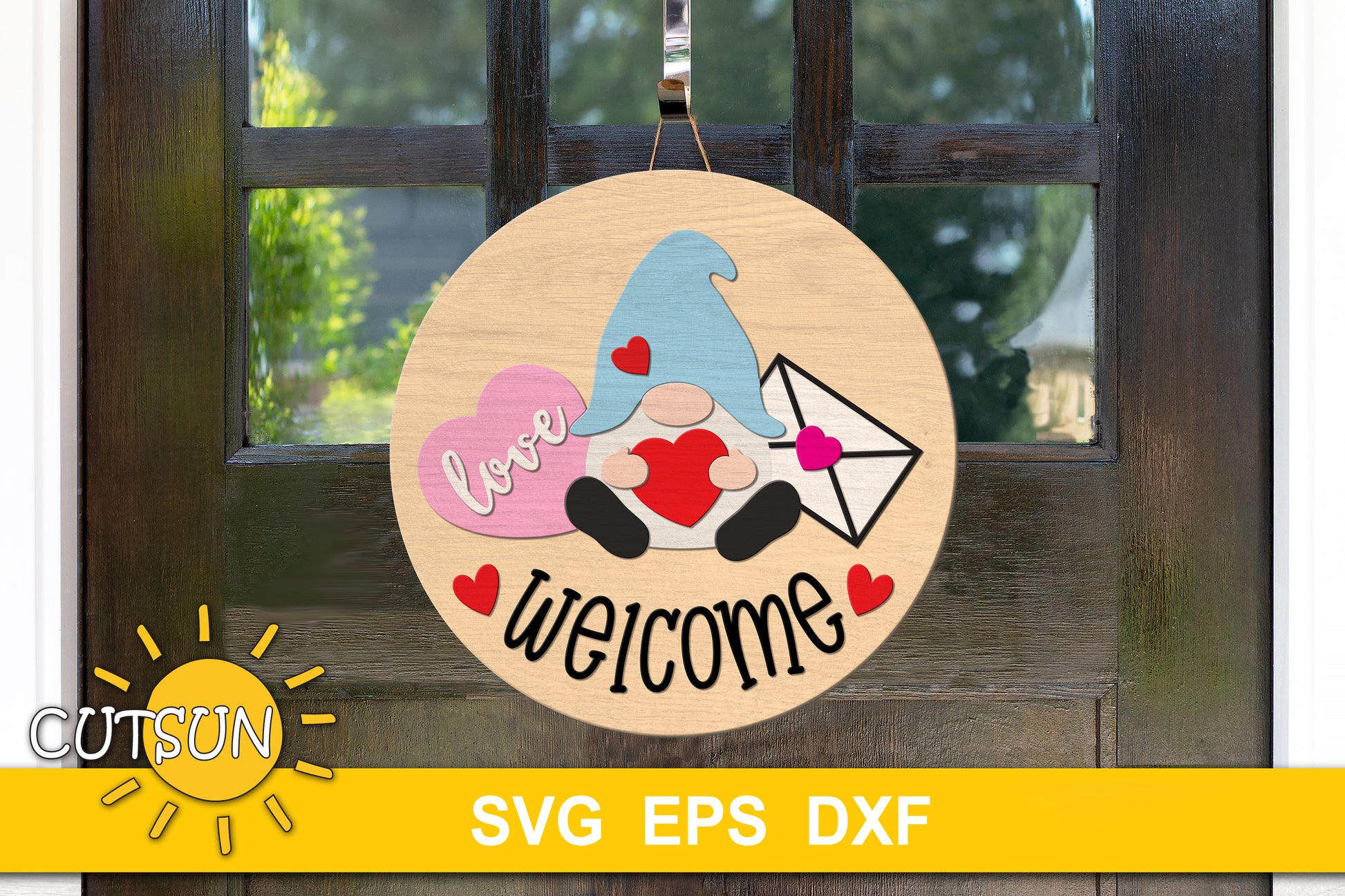 Gnome door hanger digital download for use with laser cutters and Cricut / Silhouette craft cutting machines