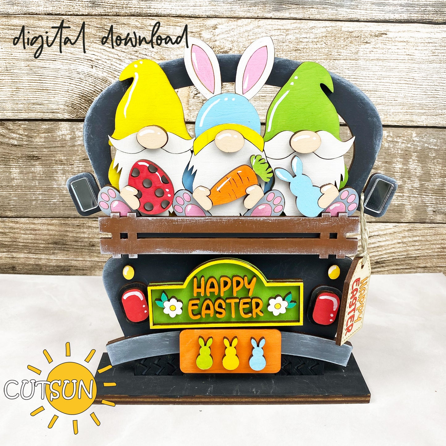 Easter Gnomes Add-on for the Interchangeable truck SVG Laser cut file