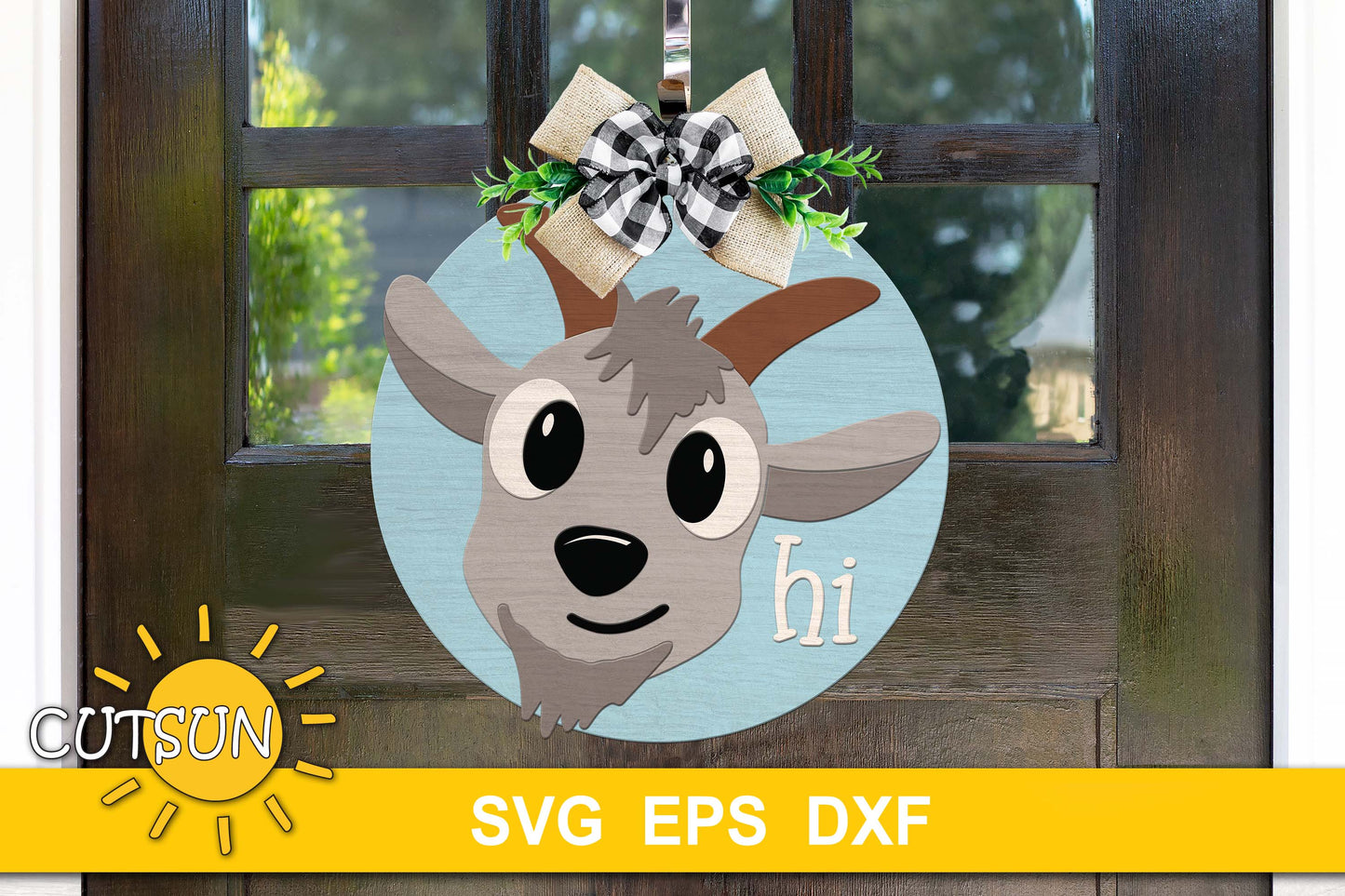 Goat hi door hanger svg