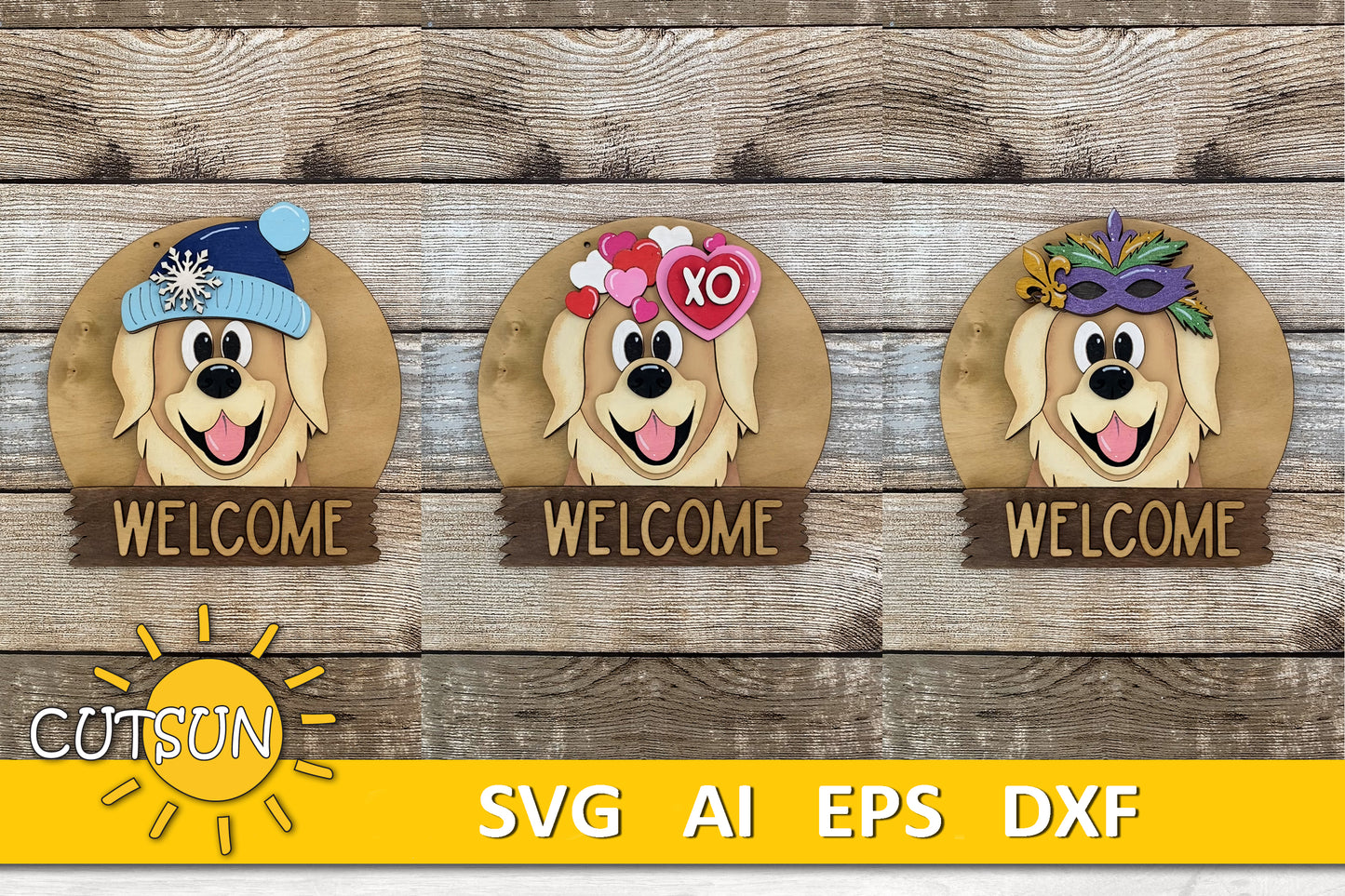 Golden Retriever Dog door hanger SVG BASE FILE