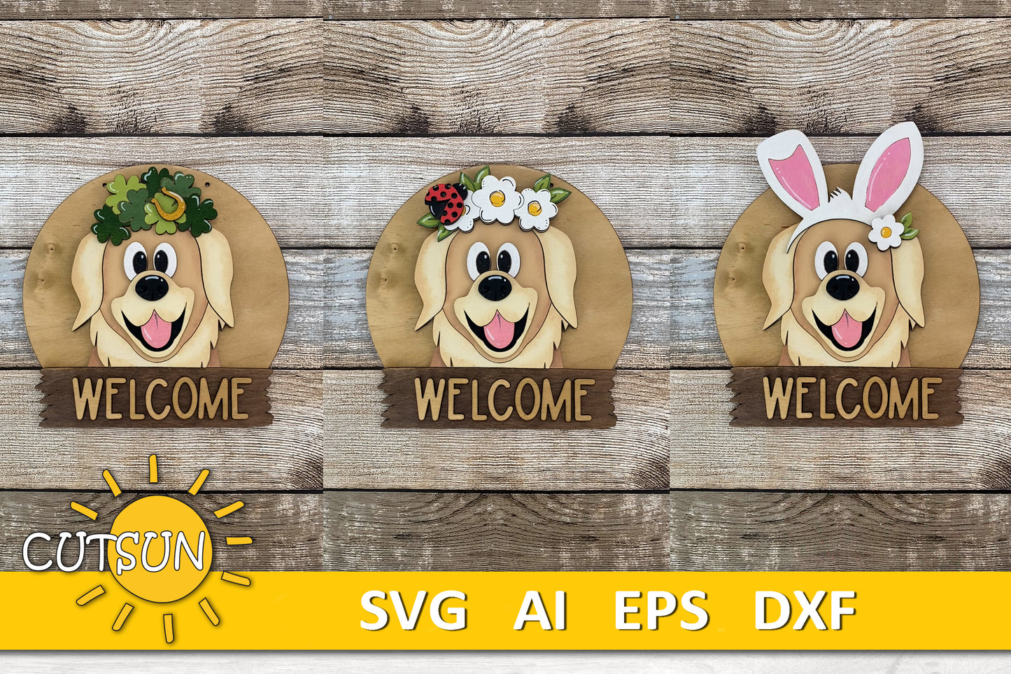 Golden Retriever Dog door hanger SVG BASE FILE