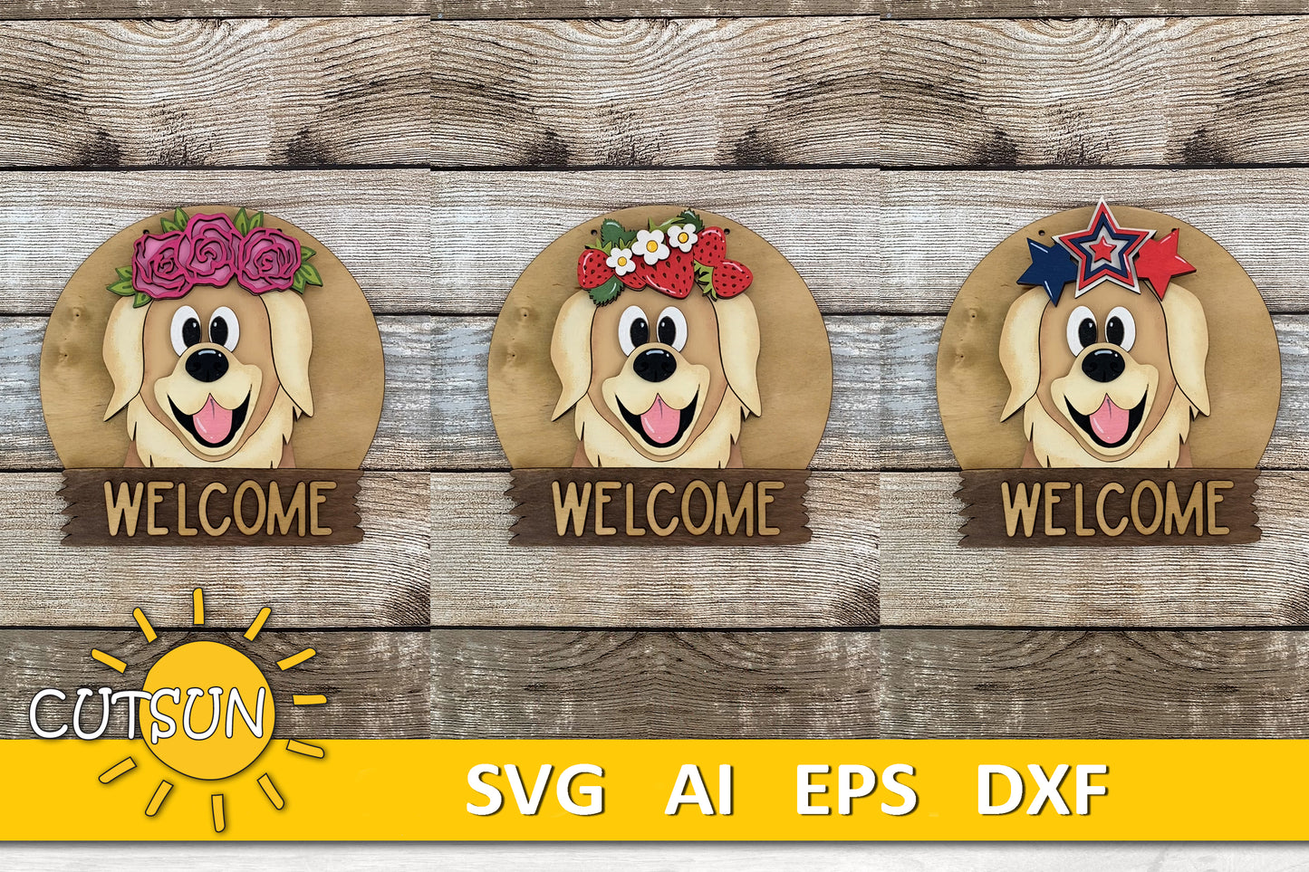 Golden Retriever Dog door hanger SVG BASE FILE