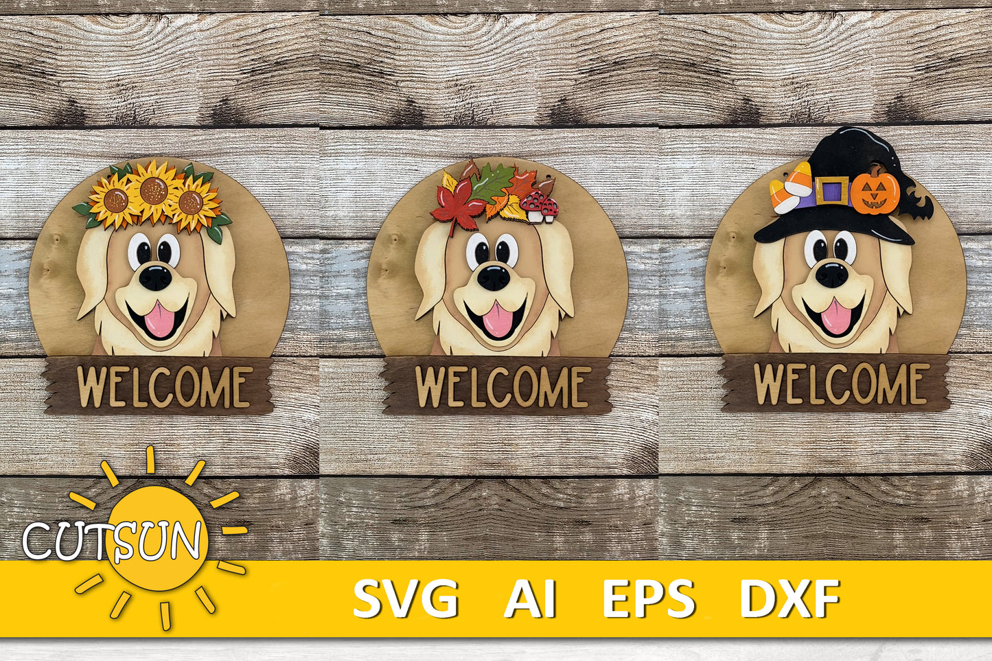 Golden Retriever Dog door hanger SVG BASE FILE