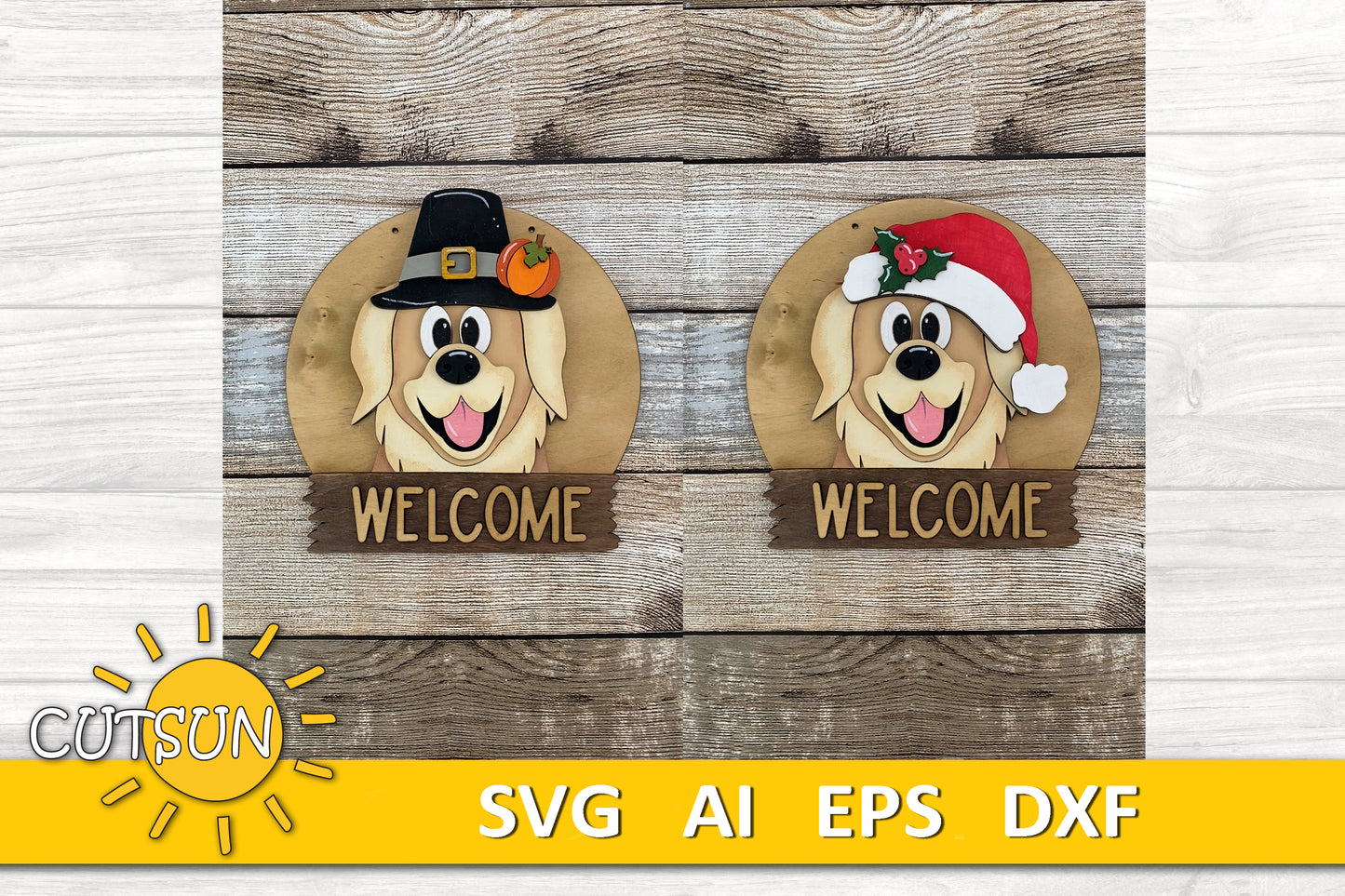Golden Retriever Dog door hanger SVG BASE FILE