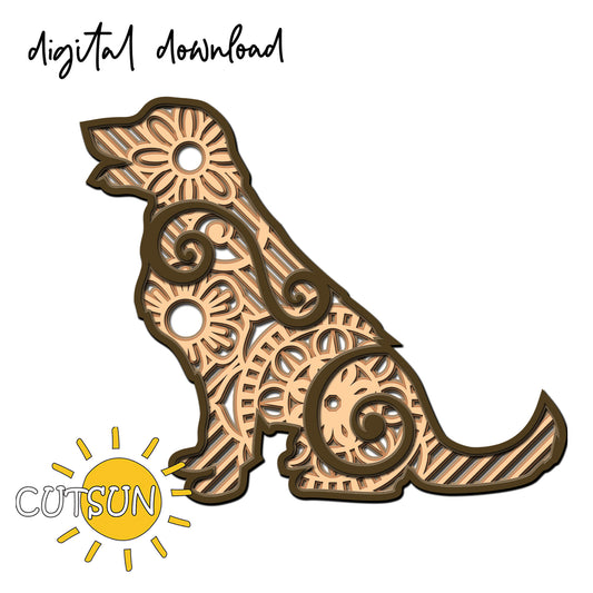 3D Layered Dog Golden Retriever SVG