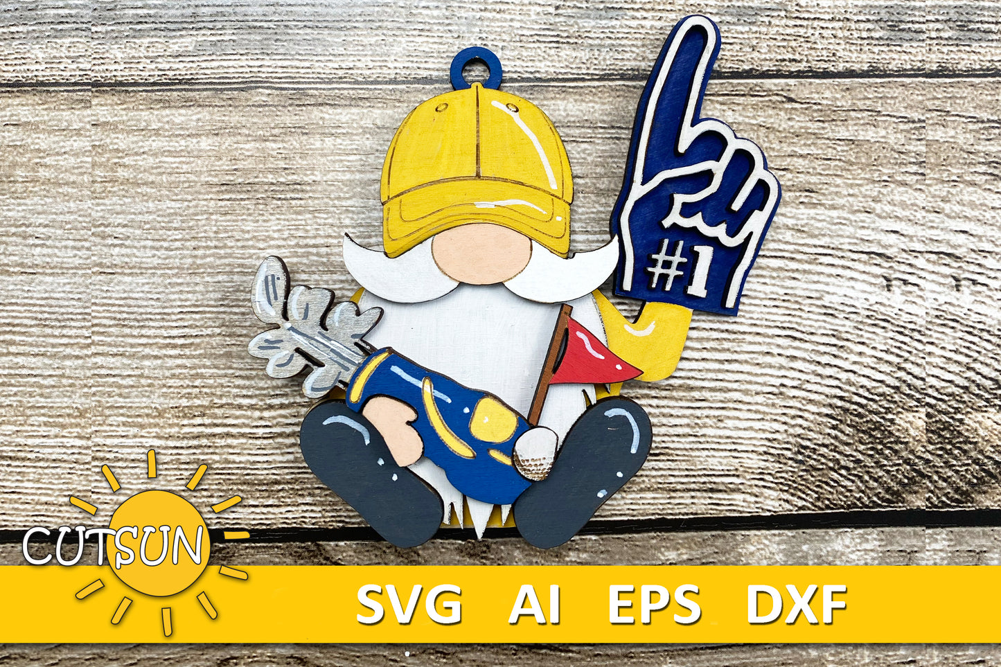 Golf Gnome SVG | Golf Ornament or Car Charm | Laser Cut File for Sports or Christmas Decor