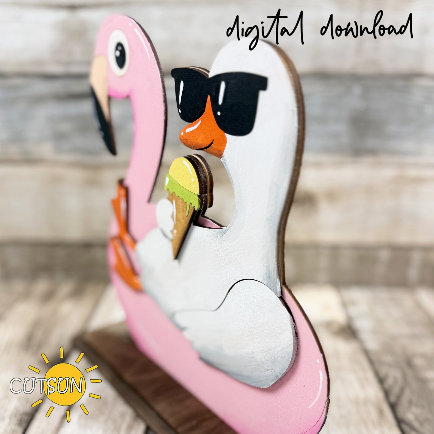 Goose Flamingo Float Shelf Sitter SVG – Summer Tiered Tray Decor File