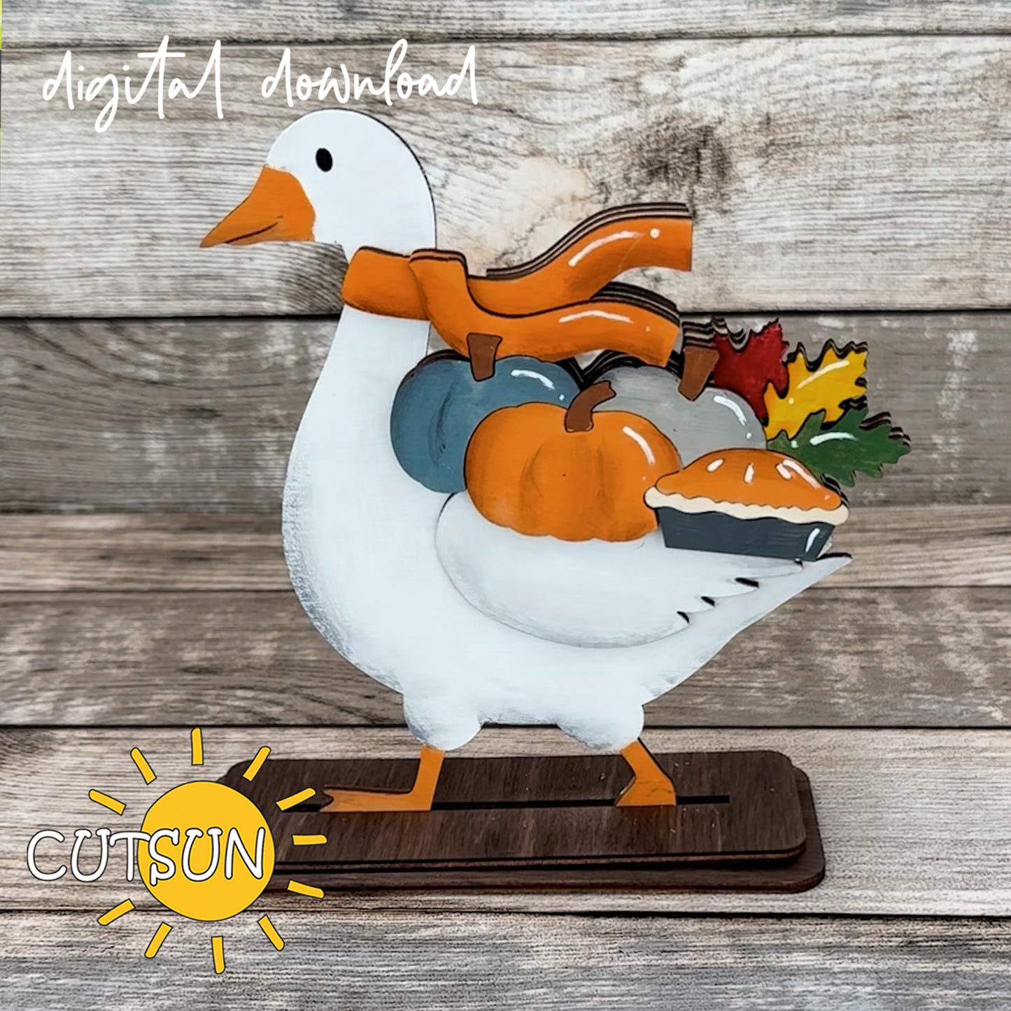 Thanksgiving Add-On SVG for Interchangeable Goose Door Hanger – Pumpkin Pie, Leaves & Fall Decor | Laser Cut File