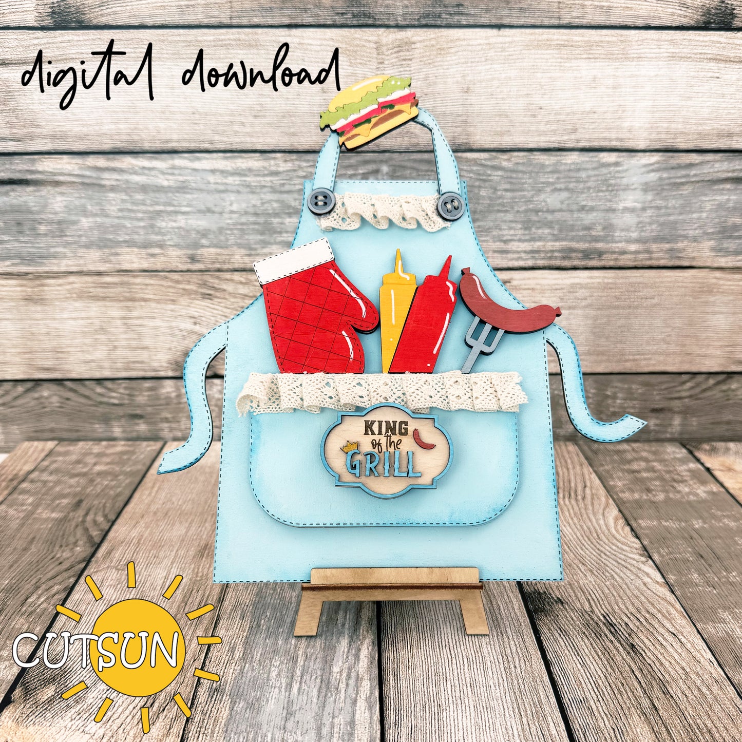 King of the Grill Add-On for Interchangeable Apron SVG Laser Cut File