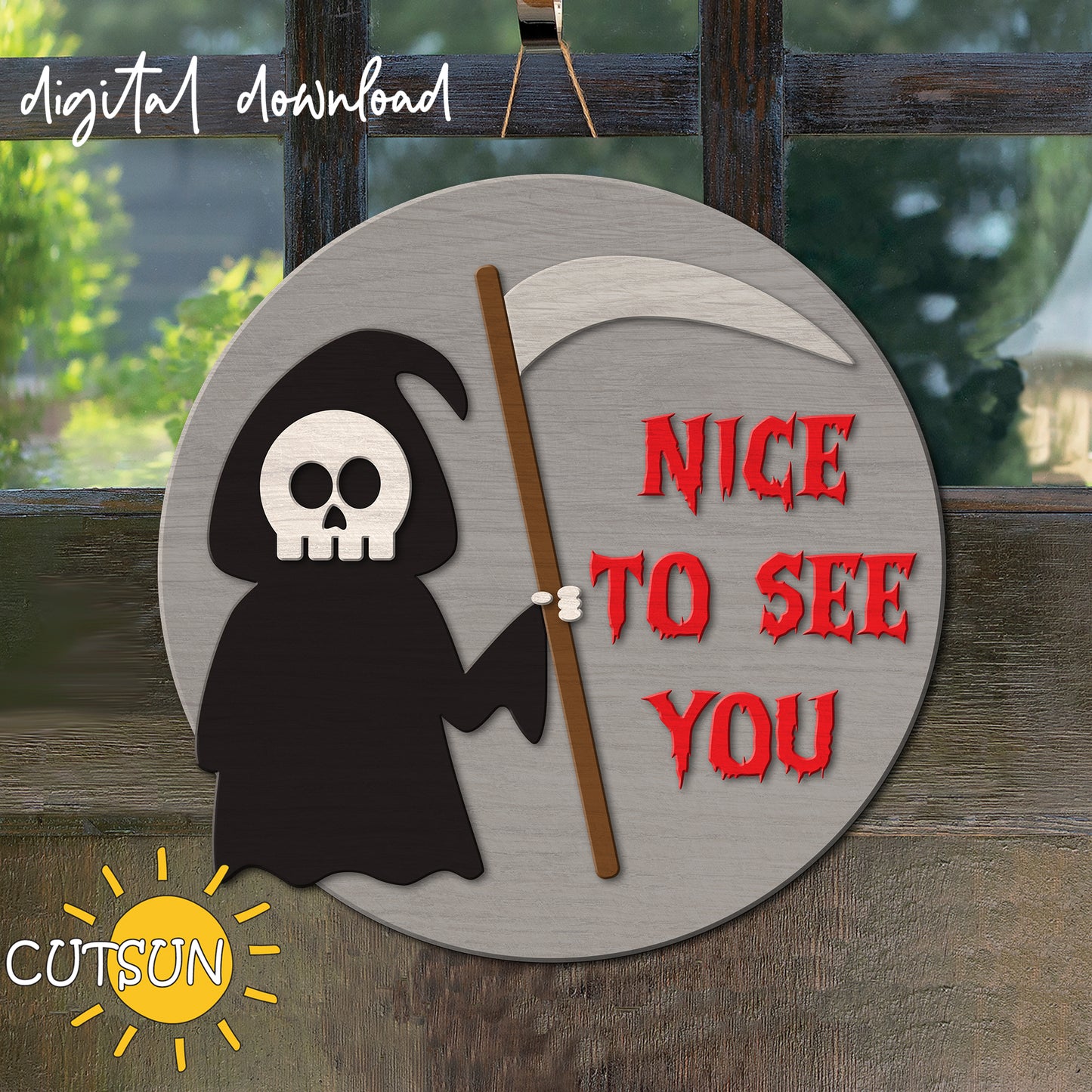 Grim reaper door hanger SVG Halloween door hanger SVG - laser cut file | Cricut SVG
