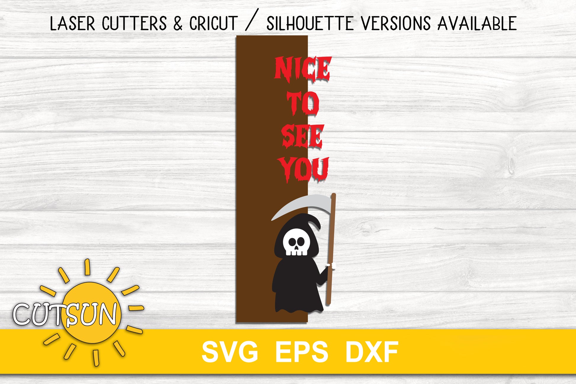 Grim reaper vertical porch sign Halloween svg