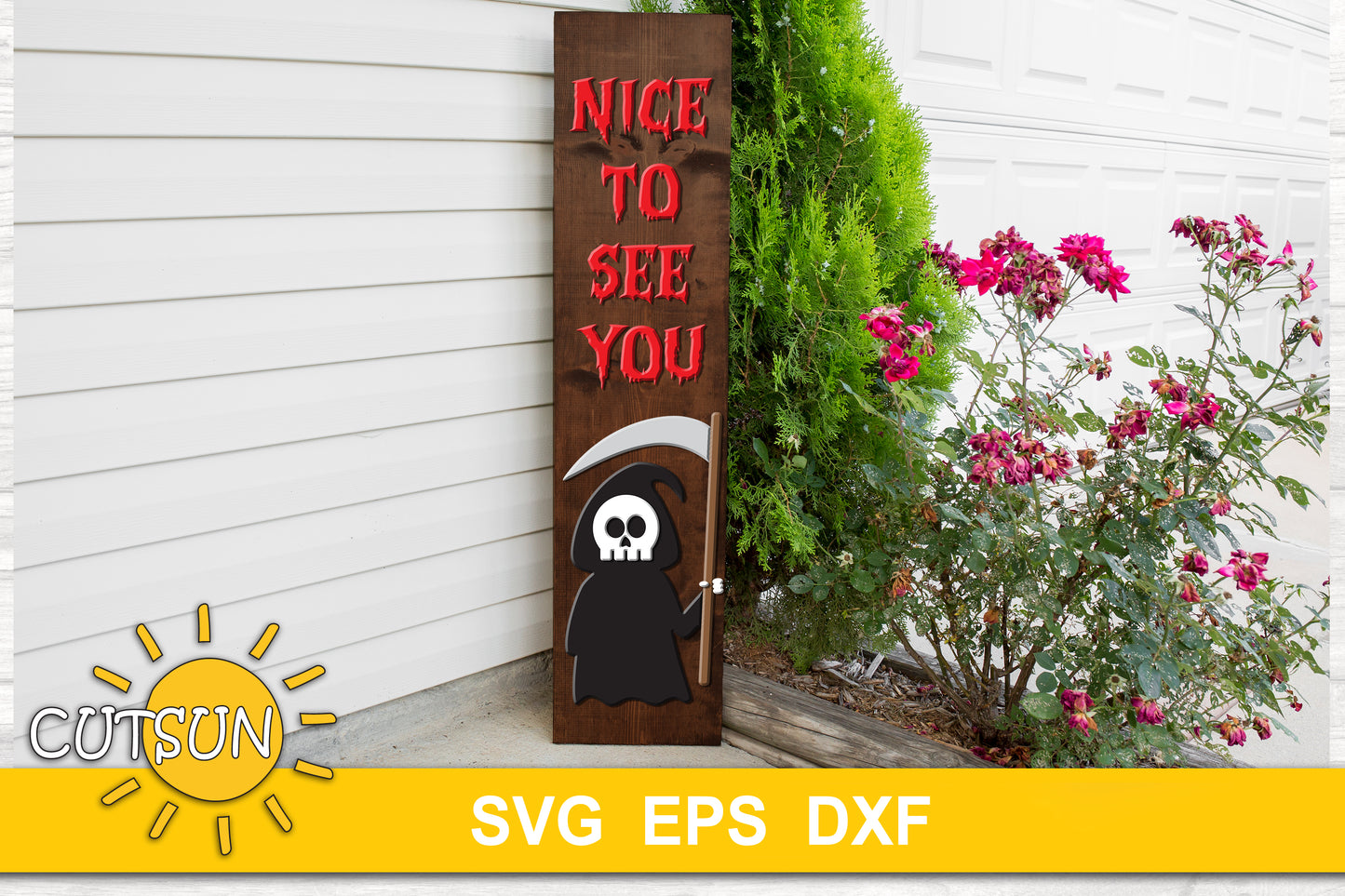 Grim reaper vertical porch sign Halloween svg