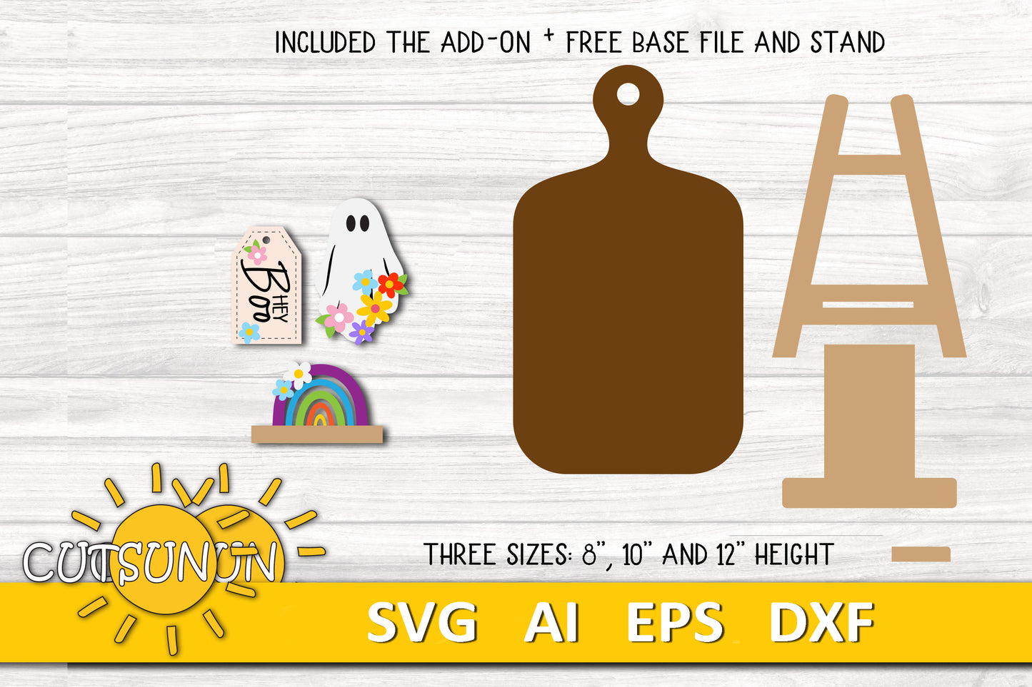 Hey Boo Ghost Halloween SVG | Groovy Ghost Interchangeable Cutting Board Decor | Laser Cut File for Halloween Shelf Decor