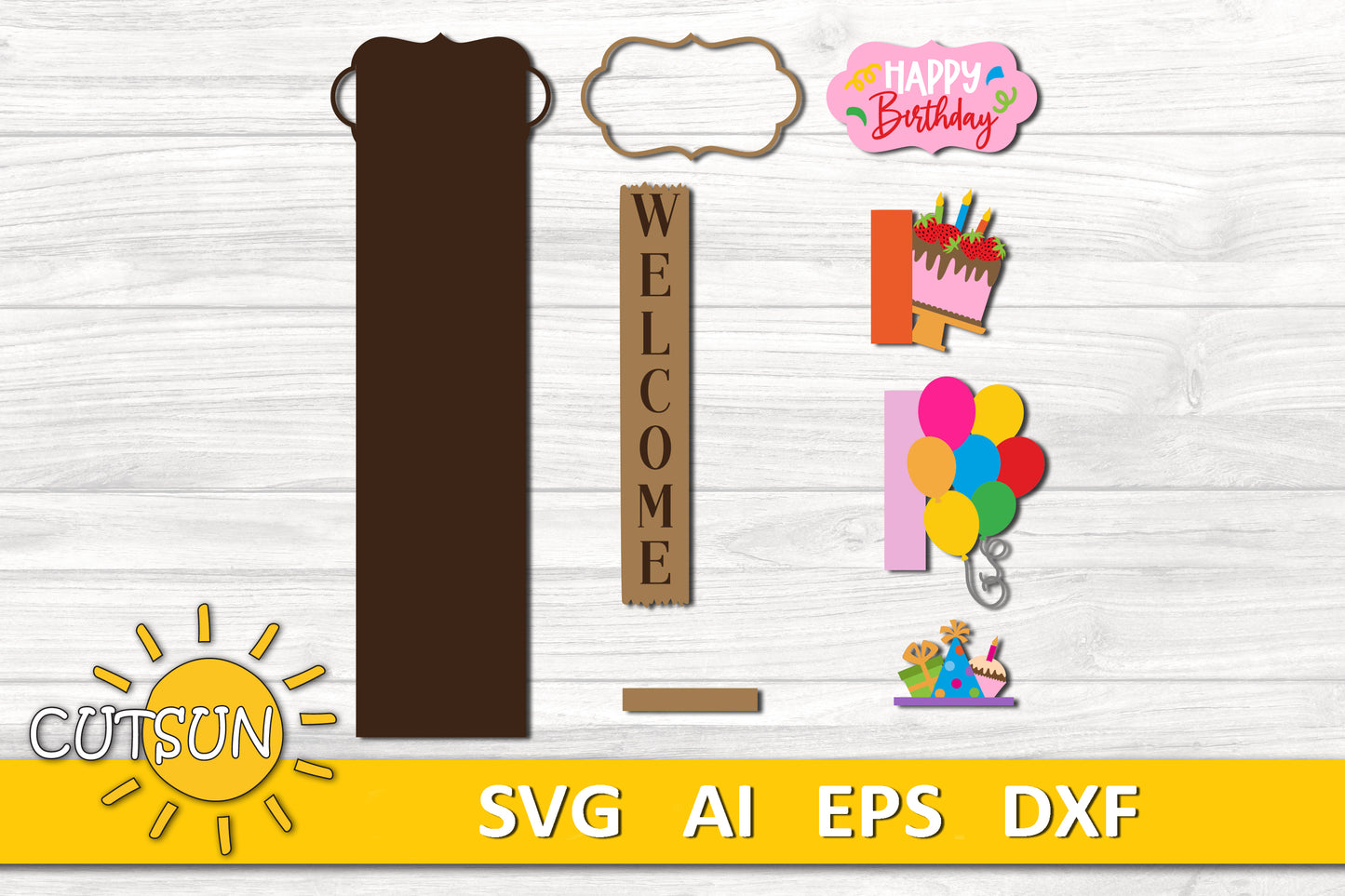 Happy Birthday porch sign add-on with a free Interchangeable porch leaner SVG
