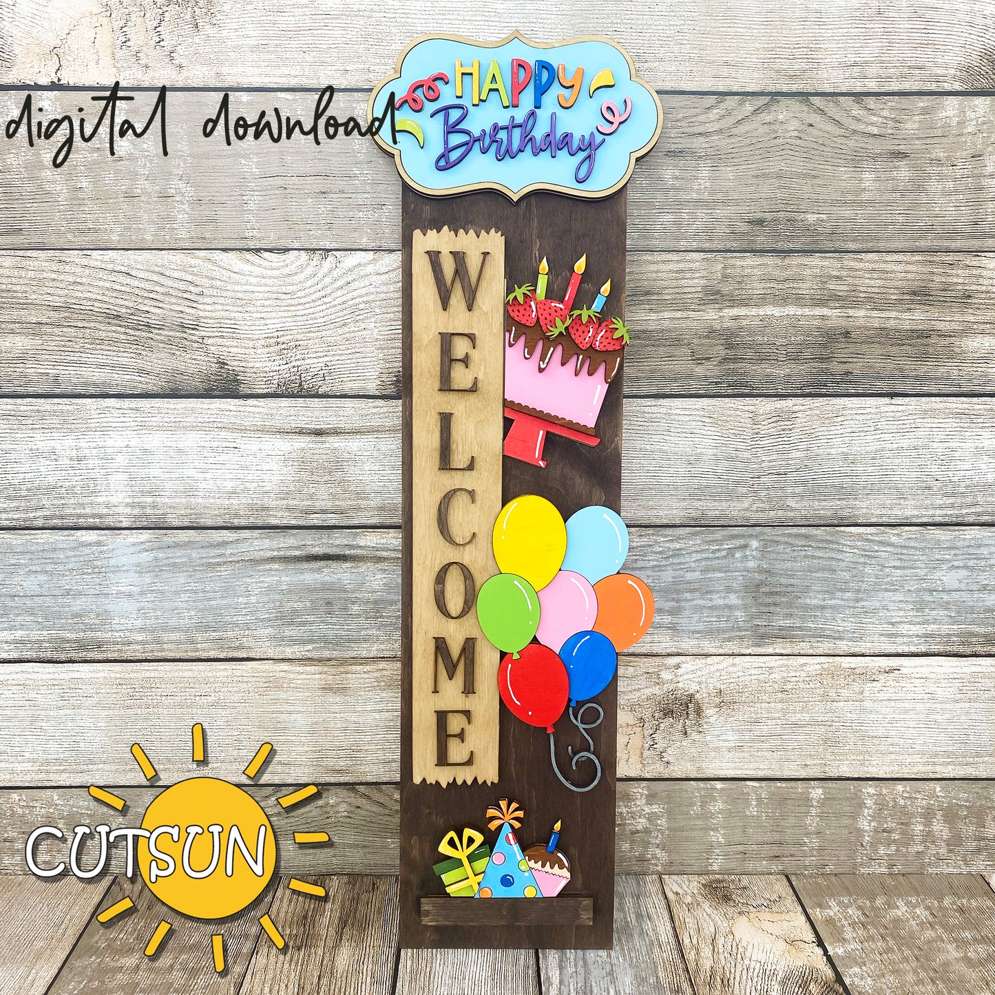 Happy Birthday porch sign add-on with a free Interchangeable porch leaner SVG