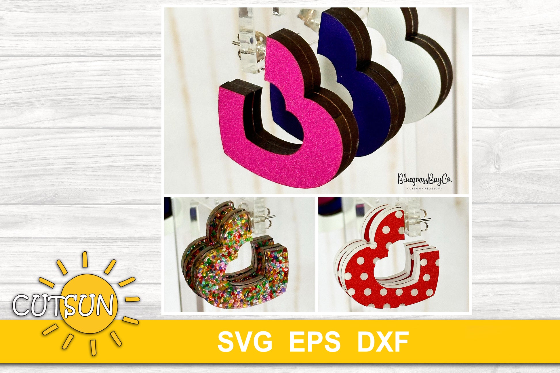 Heart hoops earrings SVG digital download