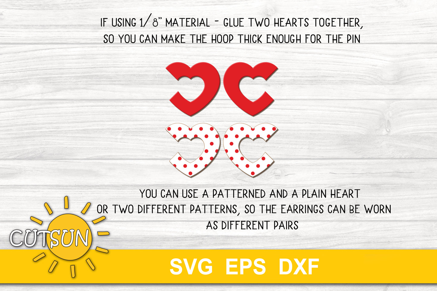 Heart hoops earrings SVG digital download