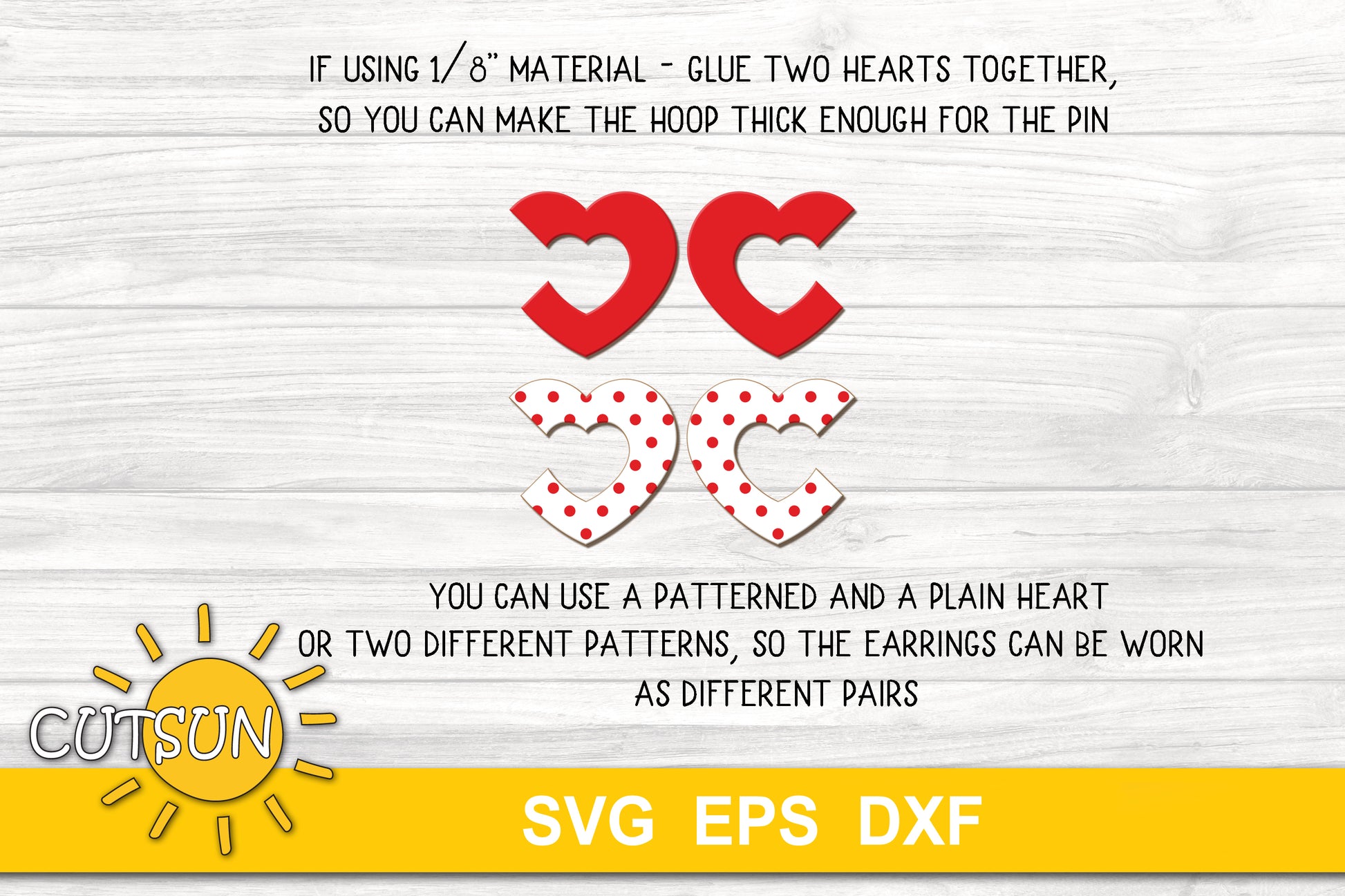 Heart hoops earrings SVG digital download