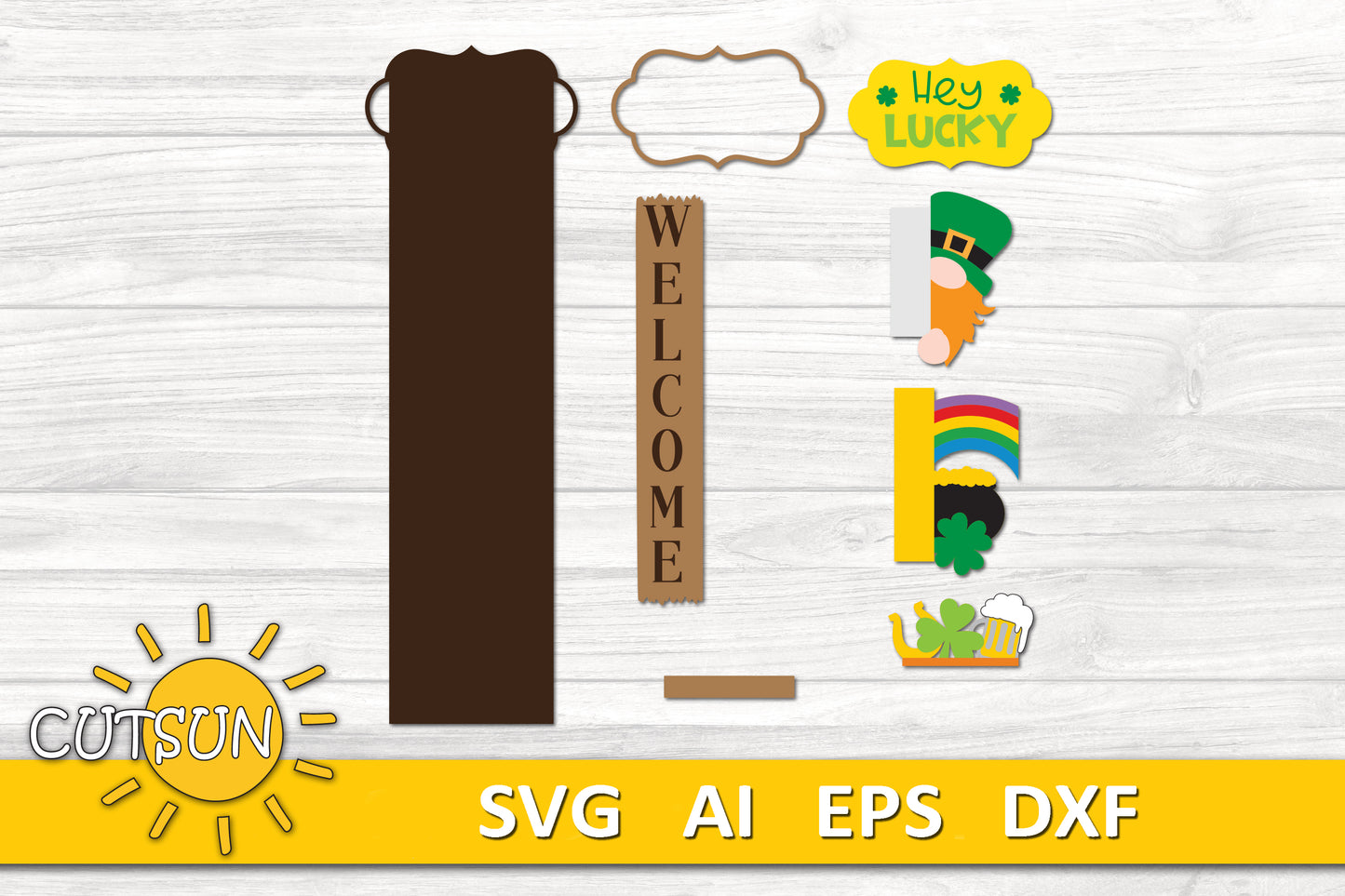 St Patricks day porch sign add-on with a free Interchangeable Porch leaner SVG included Glowforge SVG Laser cut file