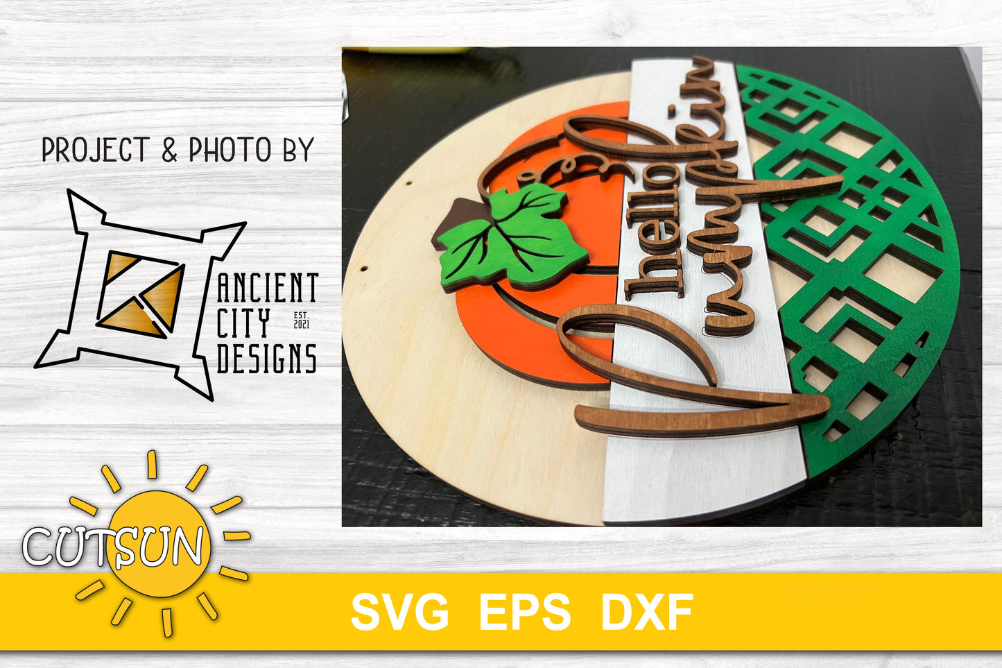 Fall door hanger SVG | Hello pumpkin door hanger svg | Farmhouse door sign svg