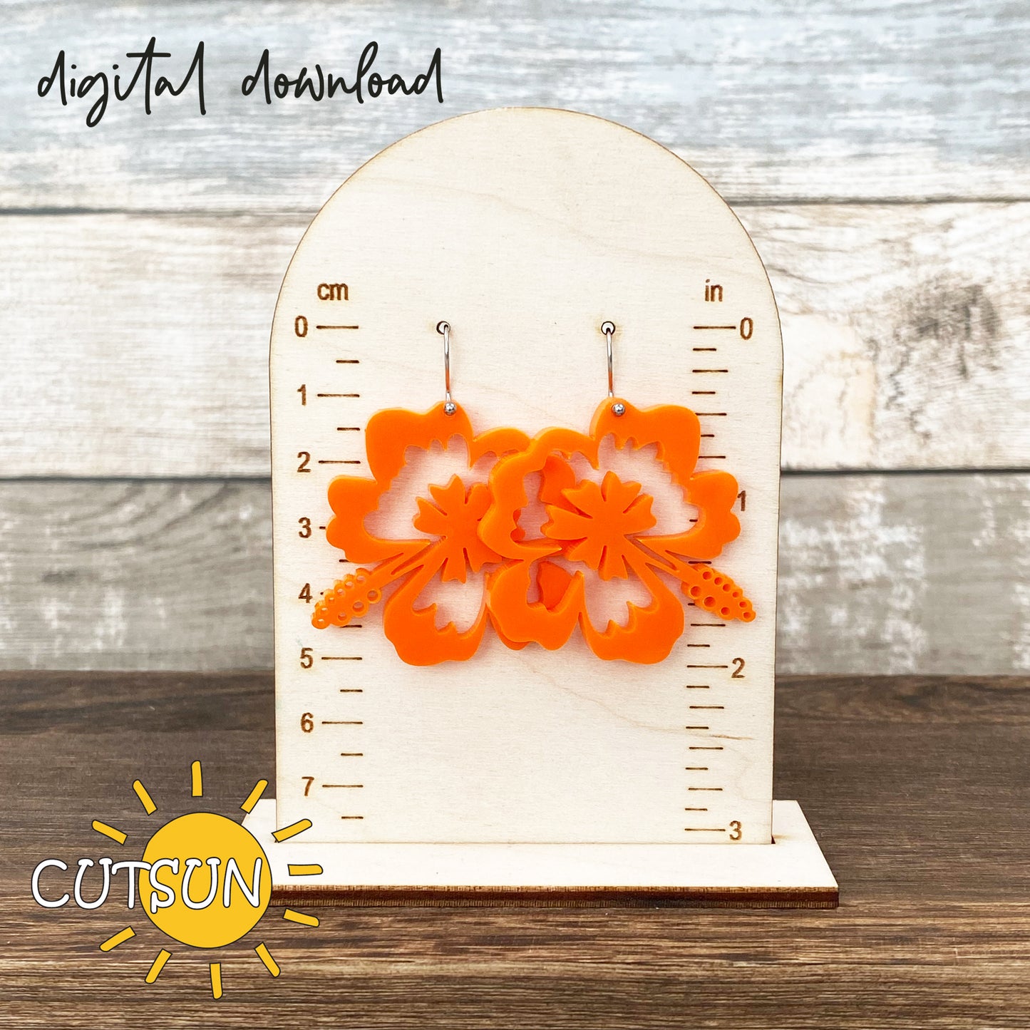 Hibiscus Earring SVG Cute Floral Earrings Svg Laser Jewelry Dangle Earrings Laser Cut Files Hibiscus Svg Glowforge