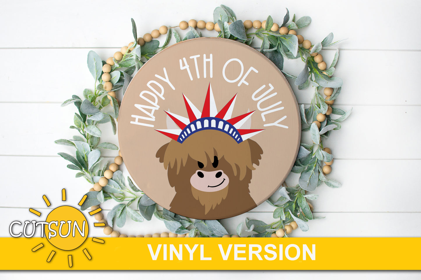 Happy 4th of July door hanger svg Patriotic Highland cow door sign SVG Statue of Liberty crown svg Glowforge svg Laser cut file Cricut SVG (Copy)