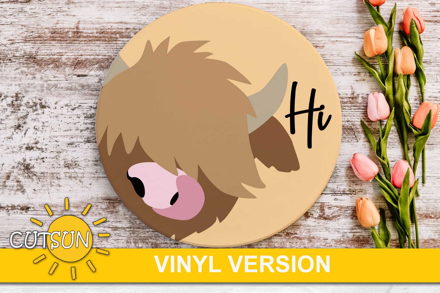 Highland Cow Door Hanger SVG | Cow Face SVG | Farmhouse Welcome Sign SVG | Glowforge SVG Laser Cut File | Cricut SVG