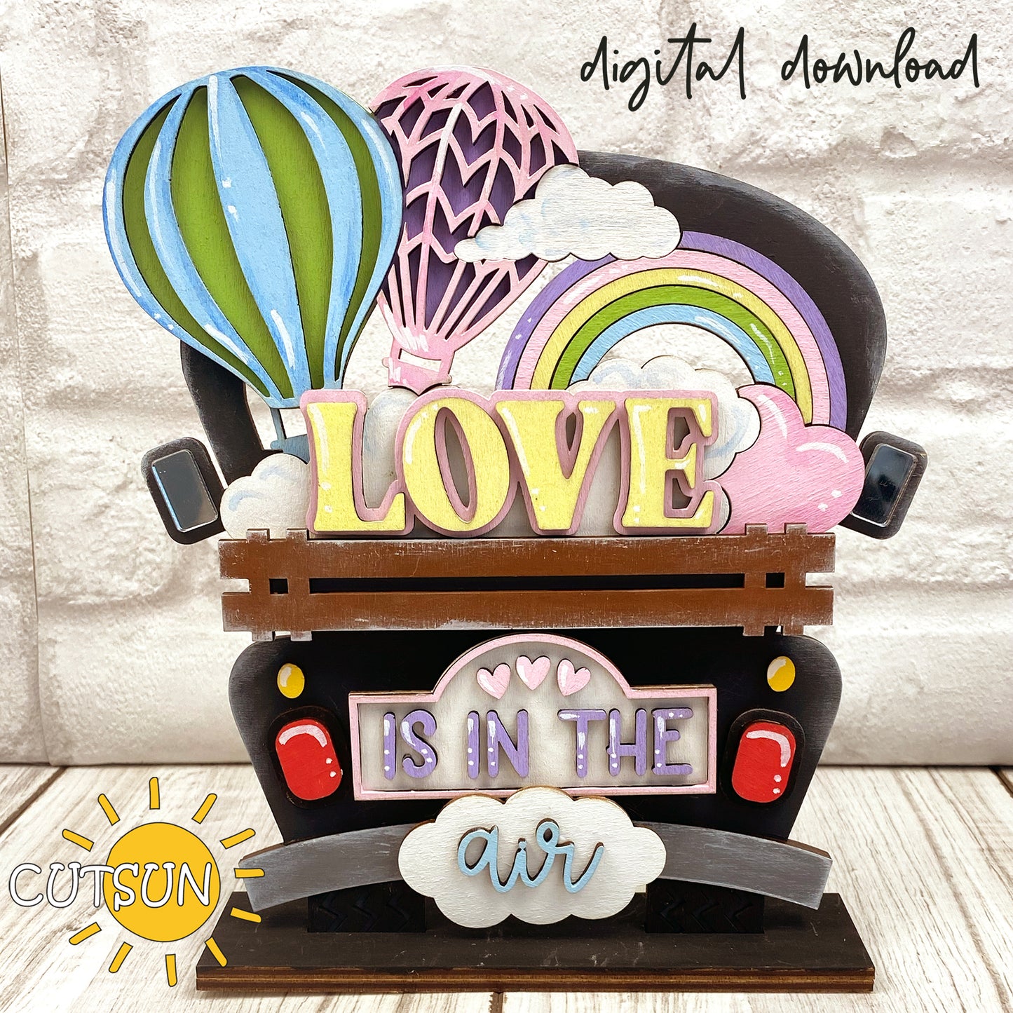 Love is in the air Hot air balloon add-on for the Interchangeable truck / wheelbarrow SVG Laser cut file