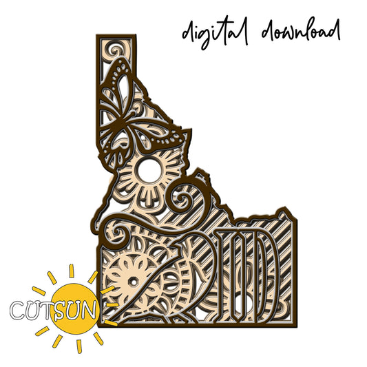 3D Layered Idaho state Mandala SVG - 5 layers
