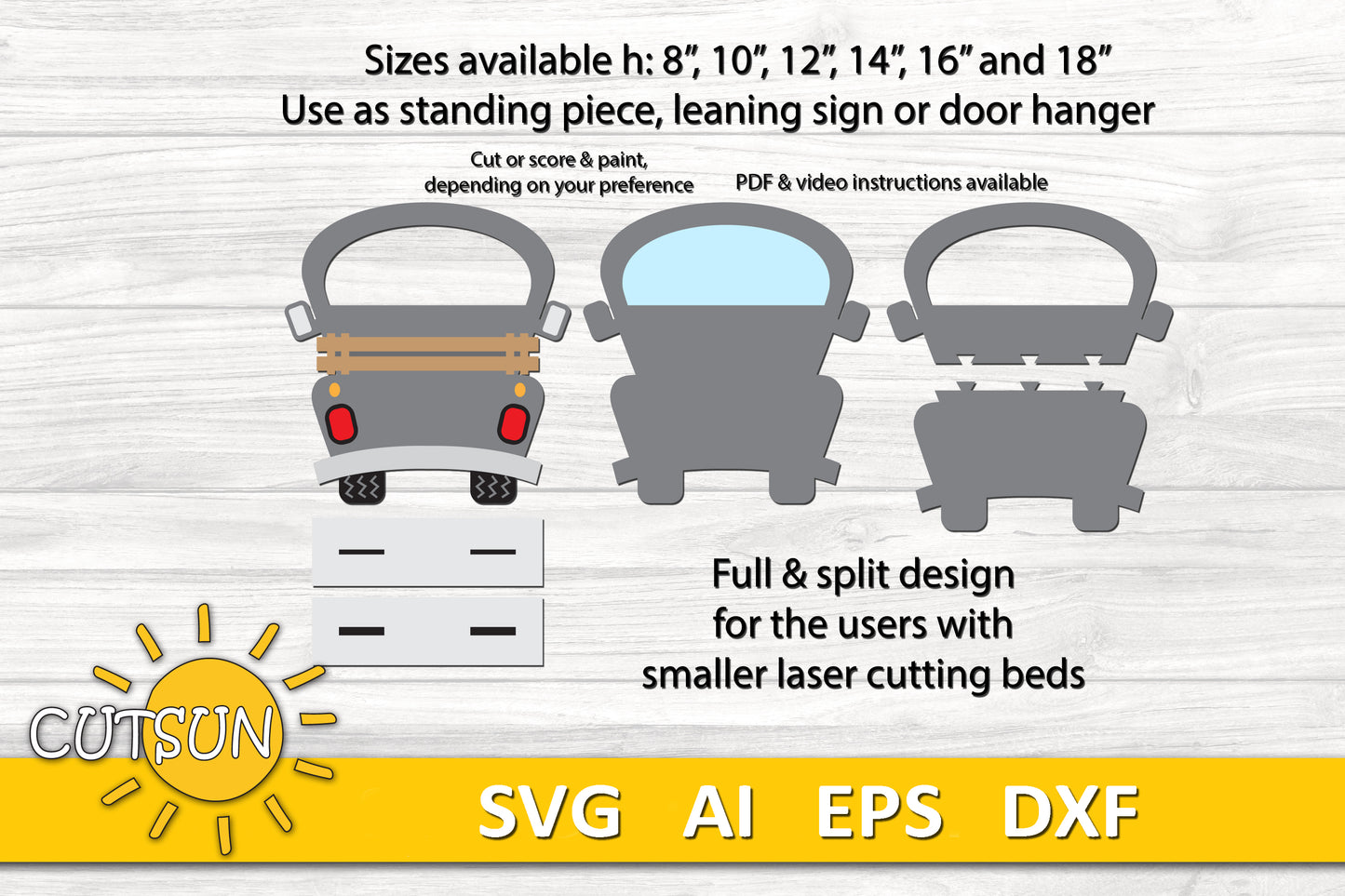 Interchangeable farmhouse truck standing piece or door hanger svg digital download
