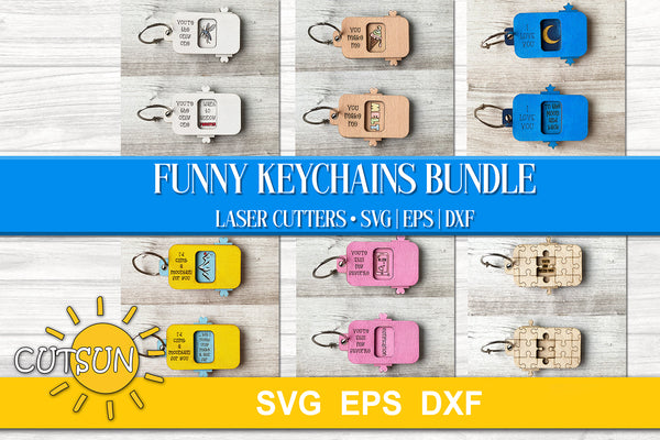 Funny Valentines day keychains svg bundle for laser cutters