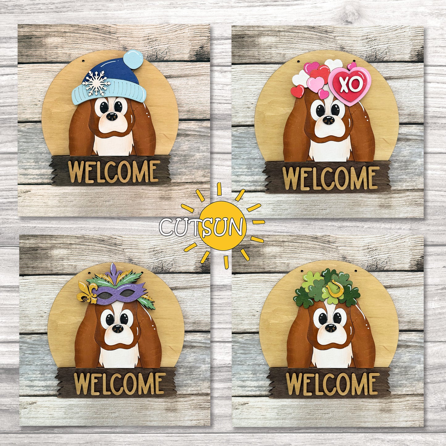 Cavalier King Charles Spaniel Interchangeable Door Hanger SVG | Laser Cut Round Welcome Sign Base