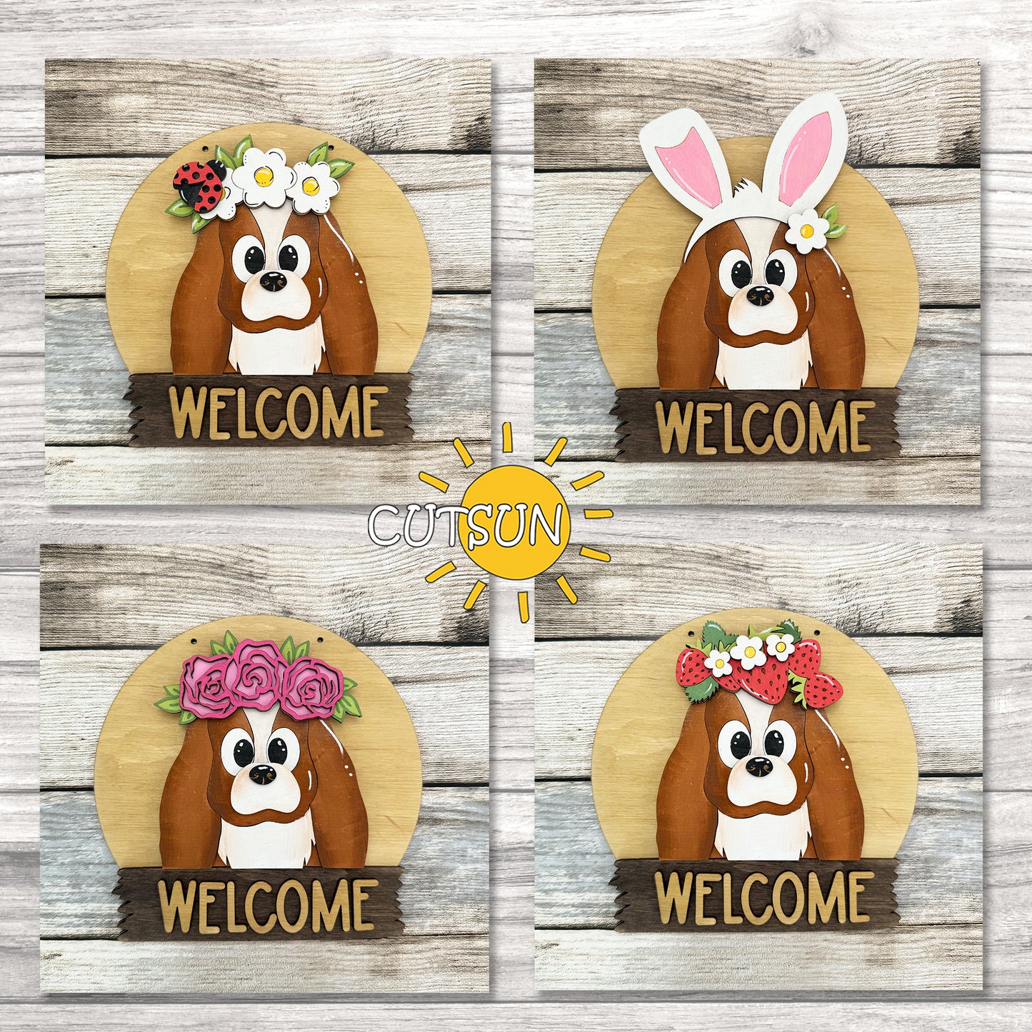 Cavalier King Charles Spaniel Interchangeable Door Hanger SVG | Laser Cut Round Welcome Sign Base