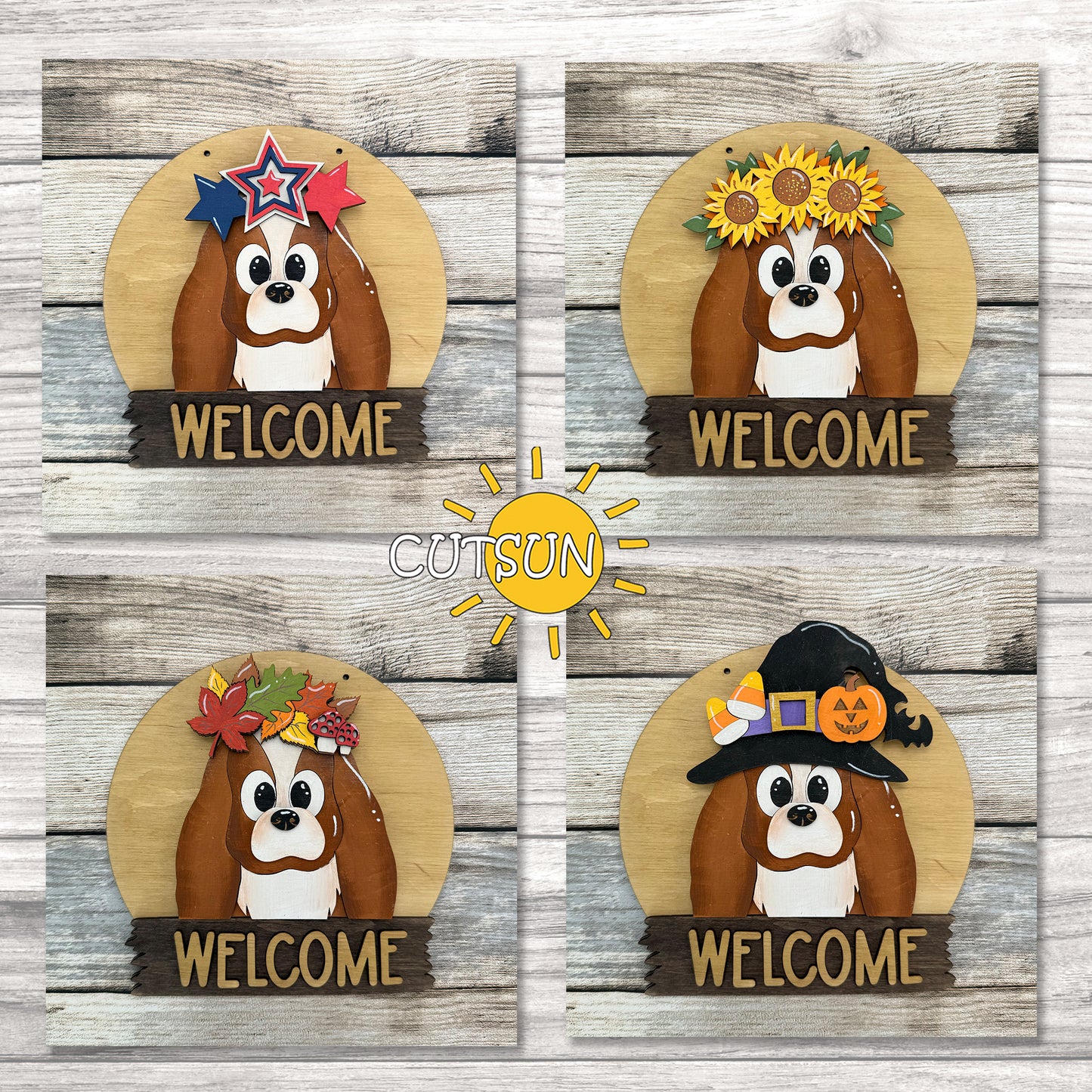 Cavalier King Charles Spaniel Interchangeable Door Hanger SVG | Laser Cut Round Welcome Sign Base