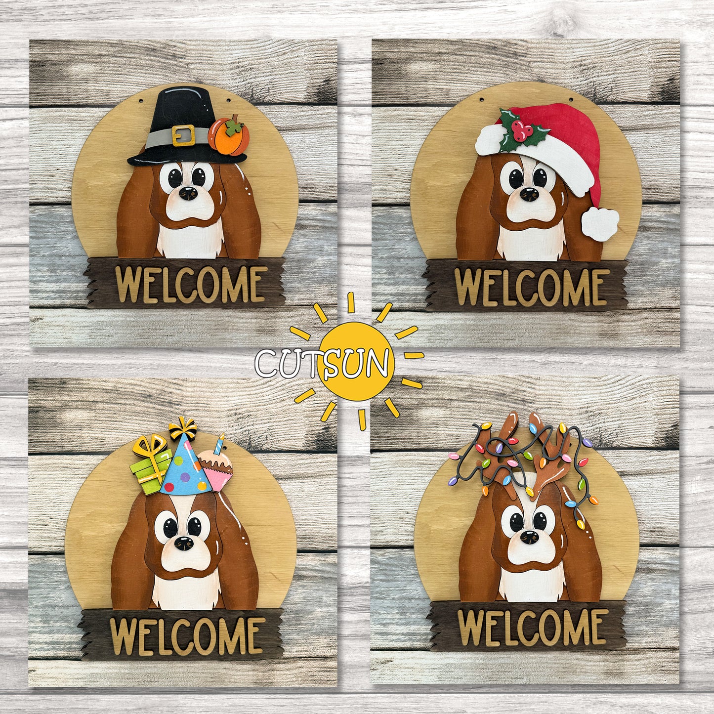 Cavalier King Charles Spaniel Interchangeable Door Hanger SVG | Laser Cut Round Welcome Sign Base