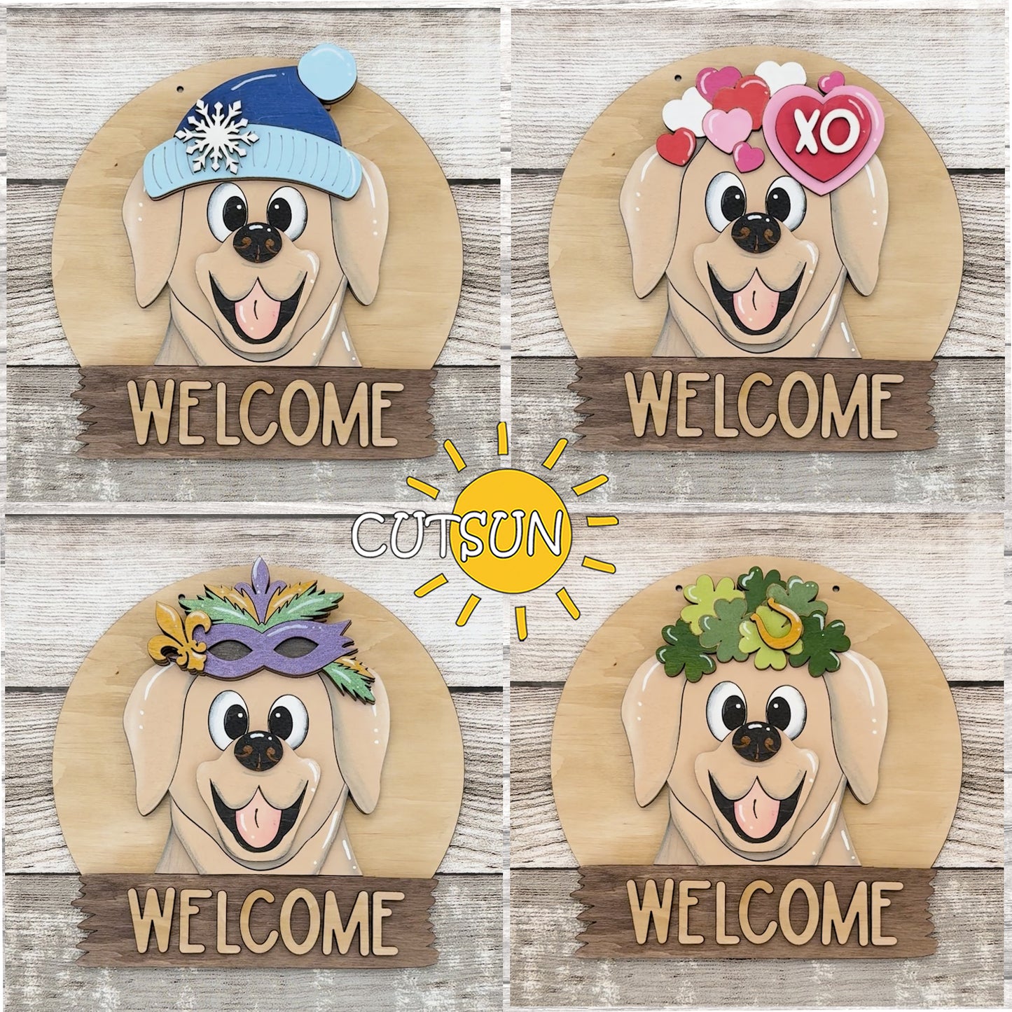 Labrador Interchangeable Round Sign SVG | Dog Door Hanger Laser Cut File | Pet Lover Welcome Sign SVG