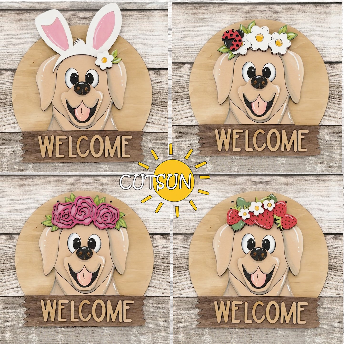 Labrador Interchangeable Round Sign SVG | Dog Door Hanger Laser Cut File | Pet Lover Welcome Sign SVG