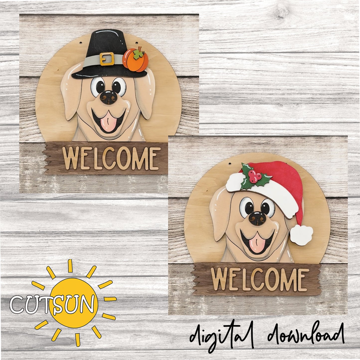 Labrador Interchangeable Round Sign SVG | Dog Door Hanger Laser Cut File | Pet Lover Welcome Sign SVG