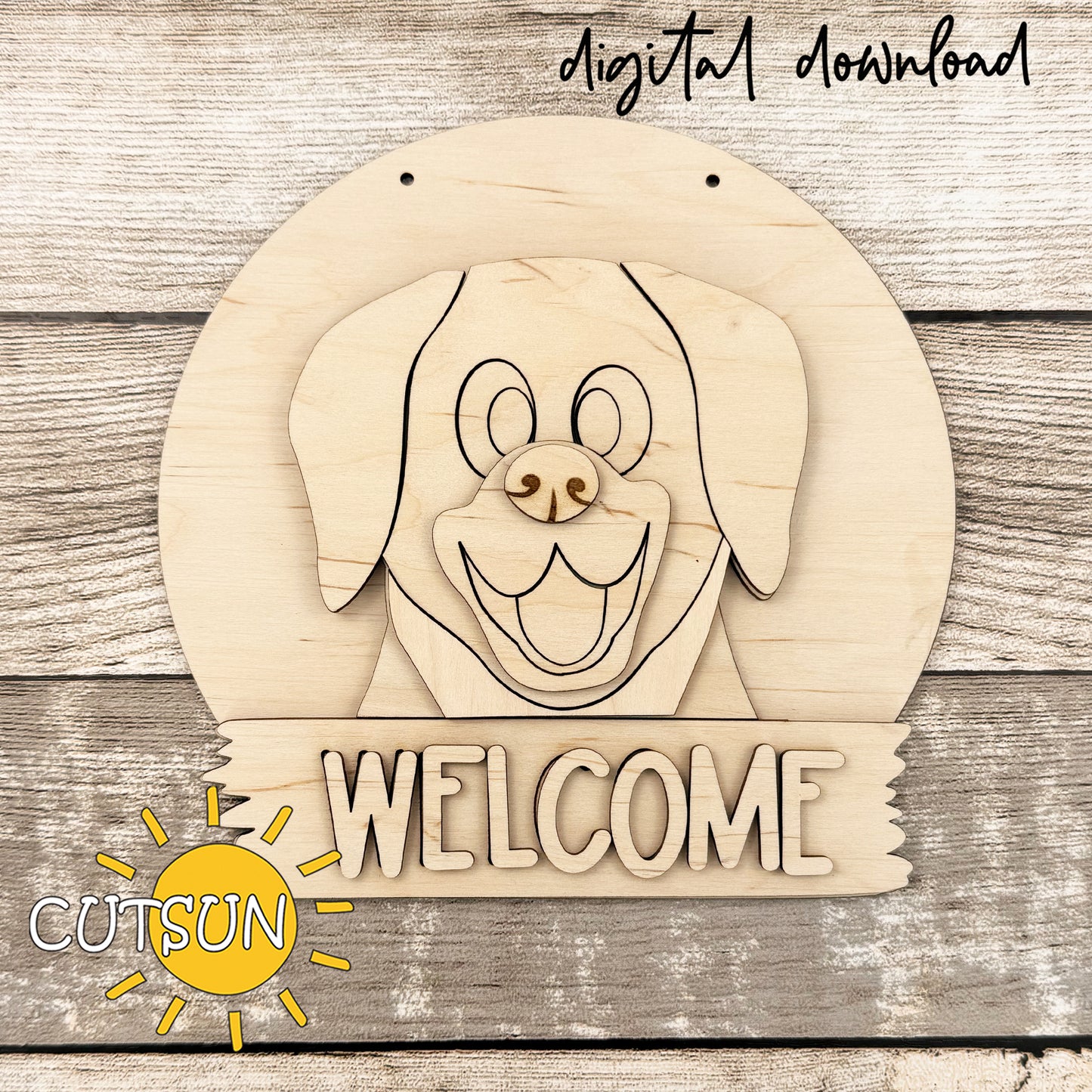 Labrador Interchangeable Round Sign SVG | Dog Door Hanger Laser Cut File | Pet Lover Welcome Sign SVG