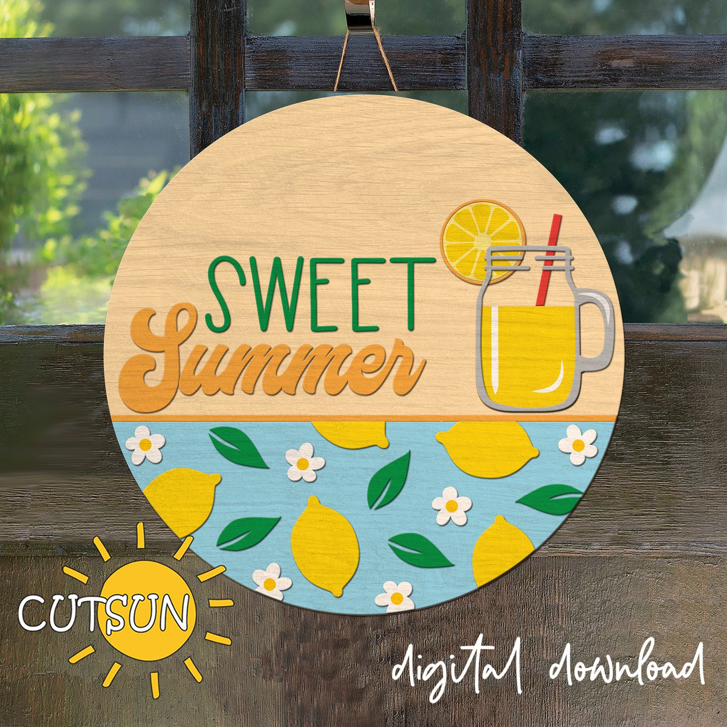 Sweet summer door hanger SVG | Lemonade door hanger SVG | Laser cut file