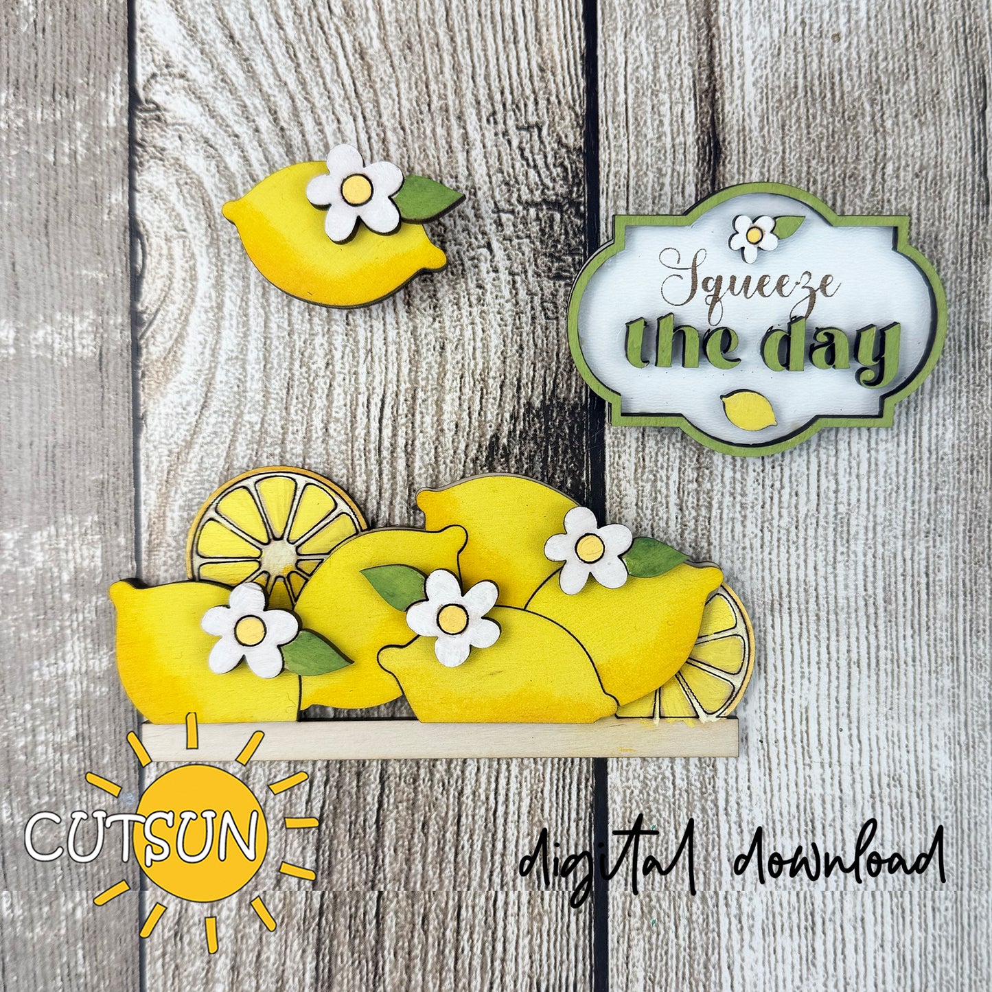 Lemon SVG Add-On for Interchangeable Apron Shelf Sitter – “Squeeze the Day” Summer Laser Cut File