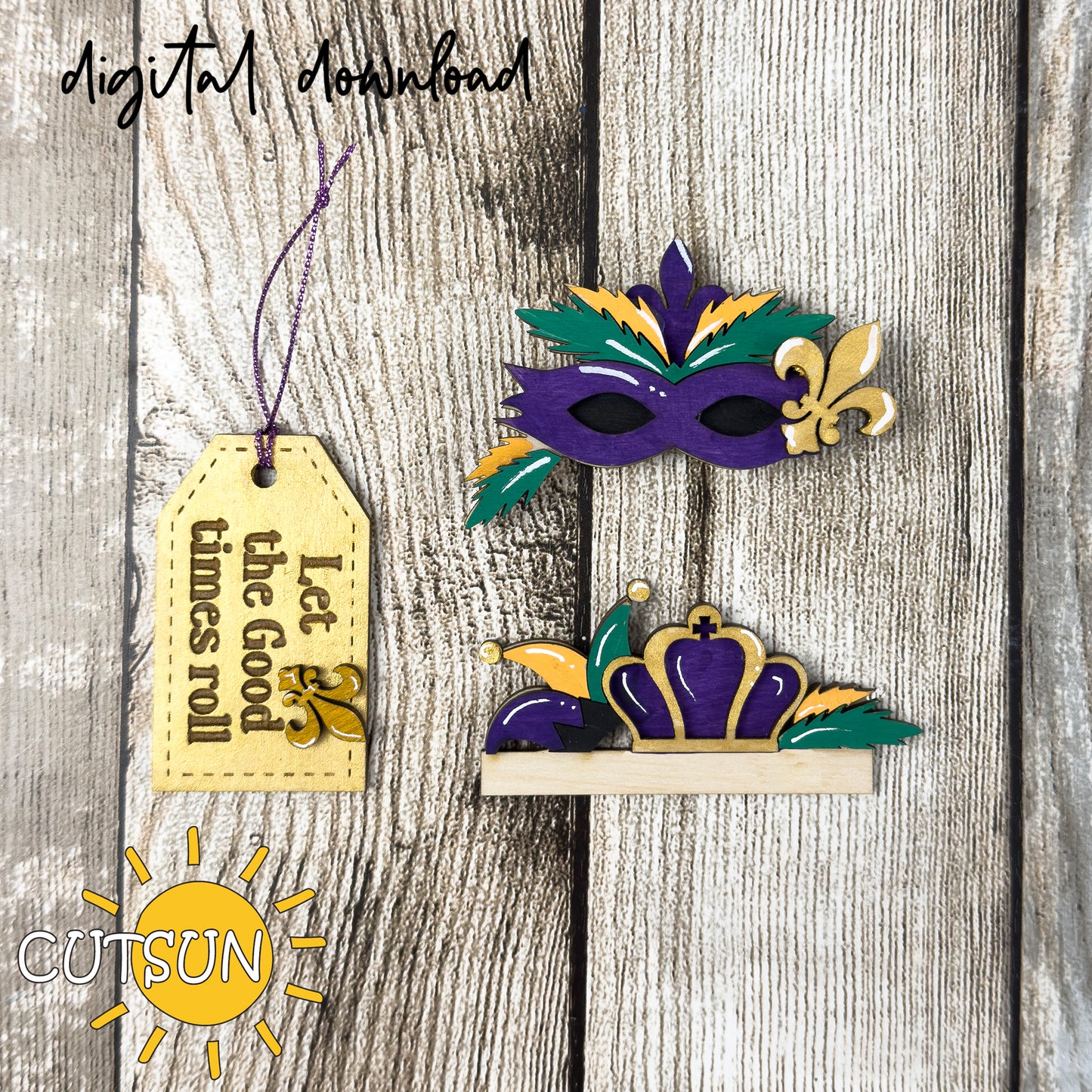 Mardi Gras Interchangeable Cutting board decor Laser cut file SVG