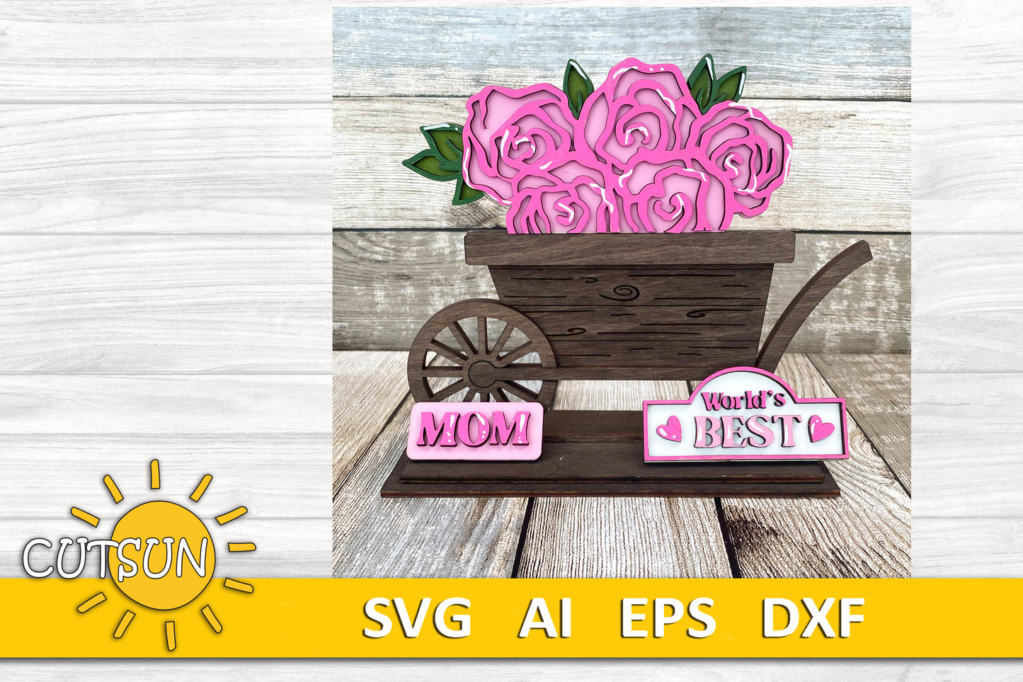 Mothers Day Add-on for the Interchangeable Truck / wheelbarrow SVG Laser cut file